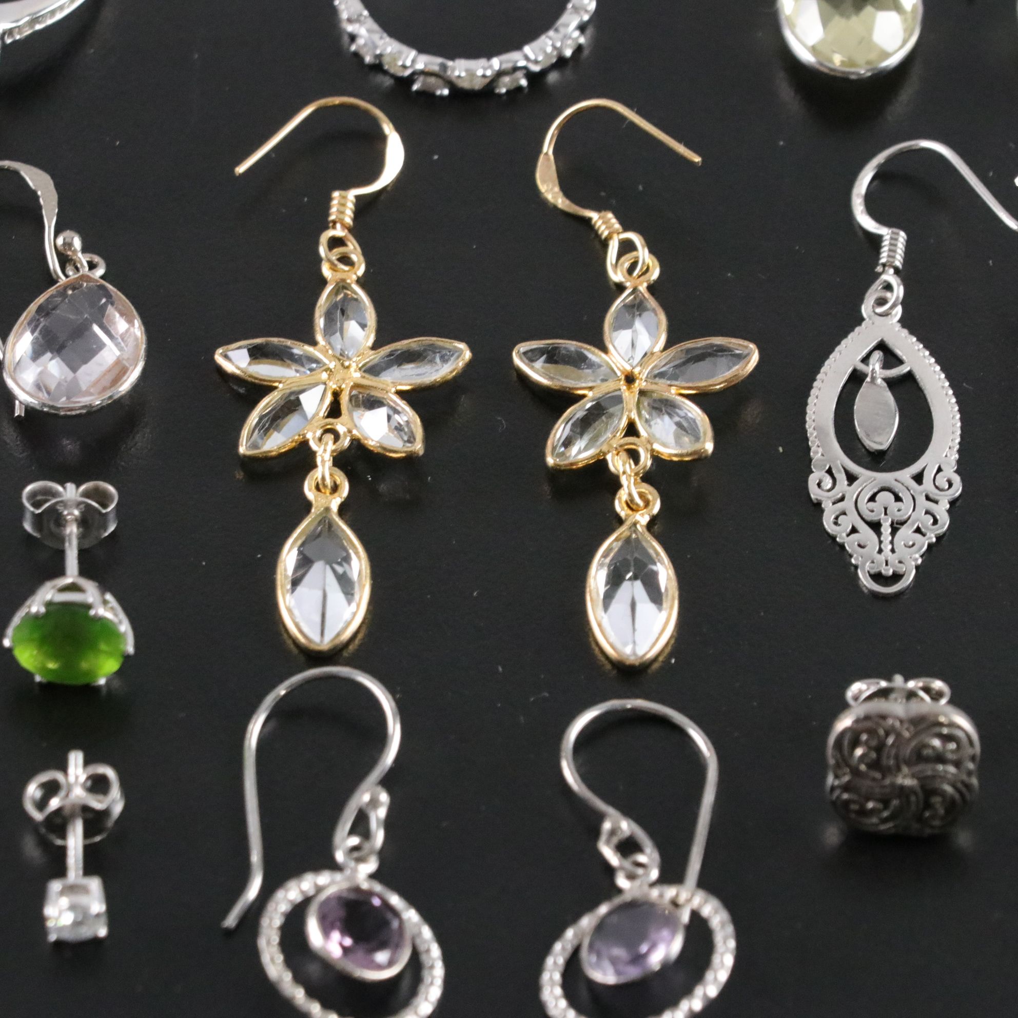 14 Assorted Sterling Silver Rings, Necklaces, Earrings, and Pendants