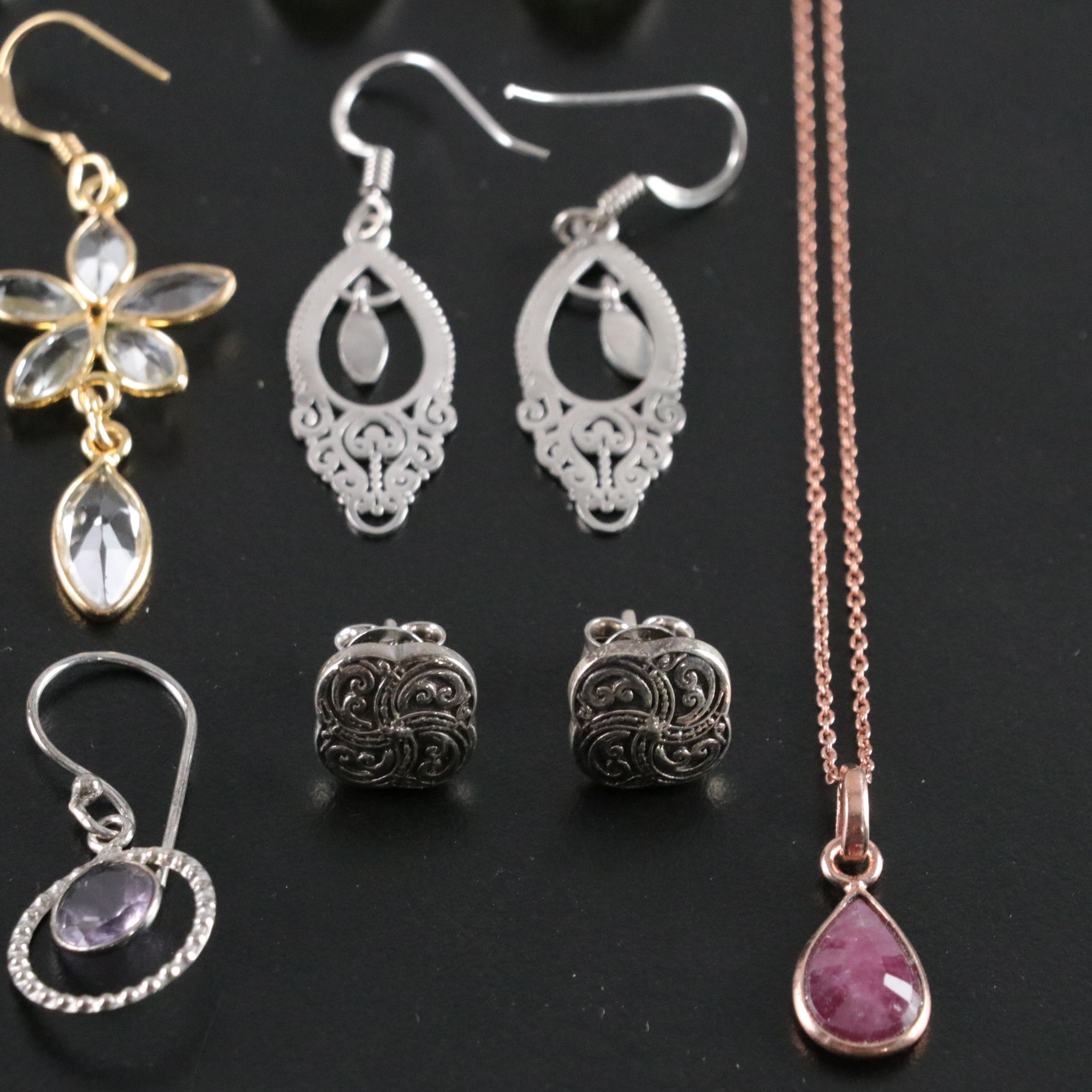 14 Assorted Sterling Silver Rings, Necklaces, Earrings, and Pendants