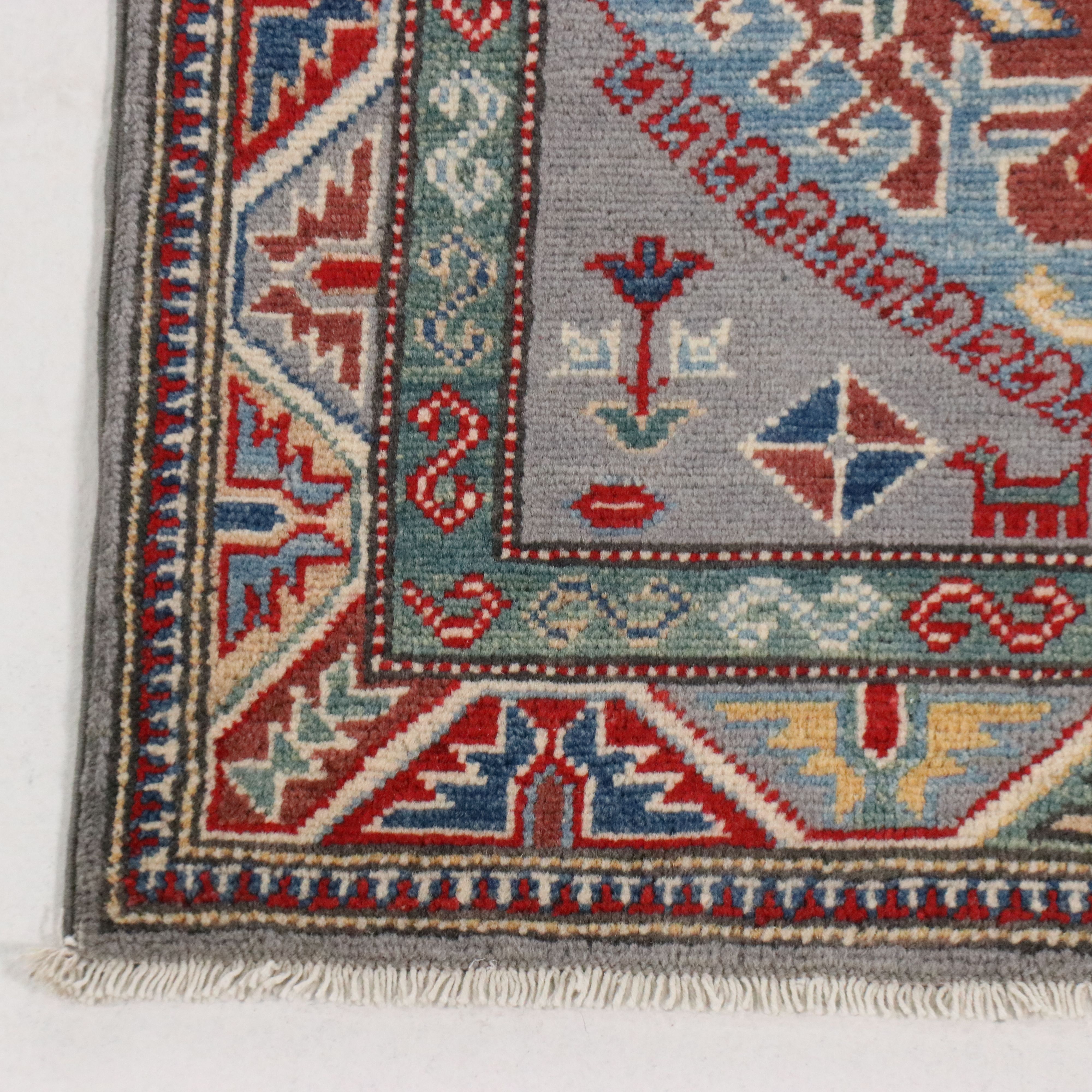 2'7 x 10'2 Hand-Knotted Afghan Kazak Carpet Runner