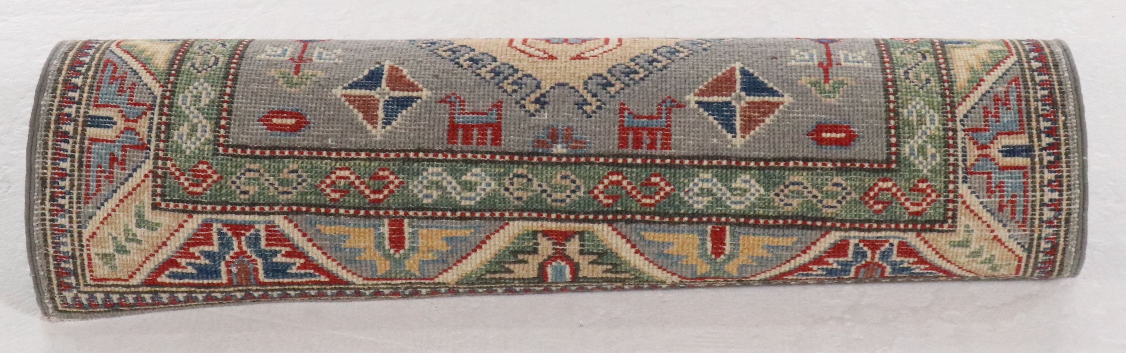 2'7 x 10'2 Hand-Knotted Afghan Kazak Carpet Runner