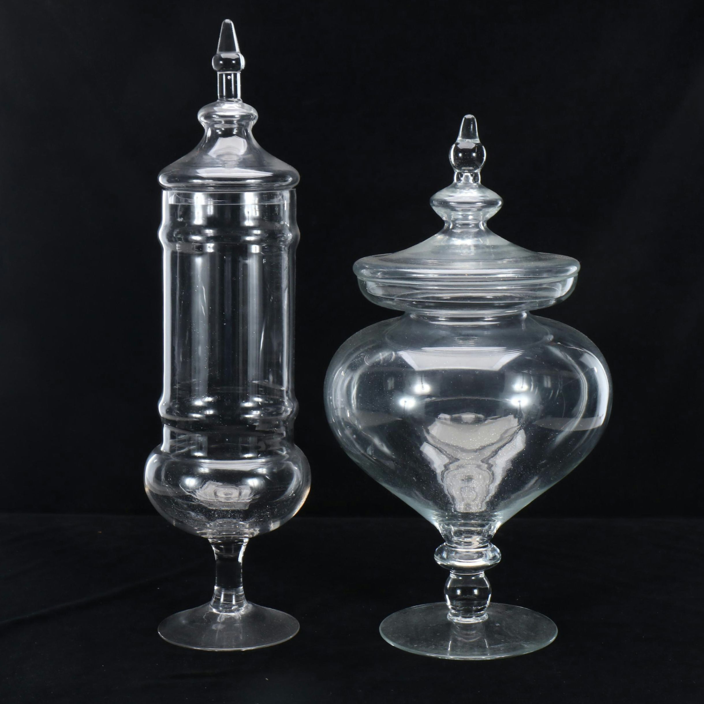 Footed Glass Apothecary Jars