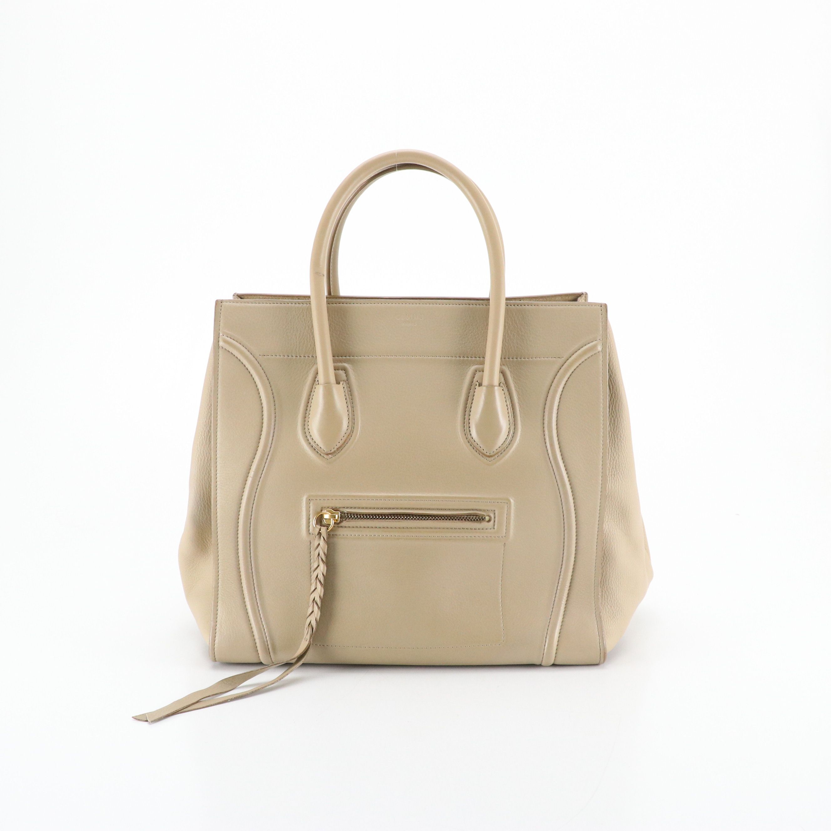 Celine Phantom Luggage Tote Bag in Beige Leather