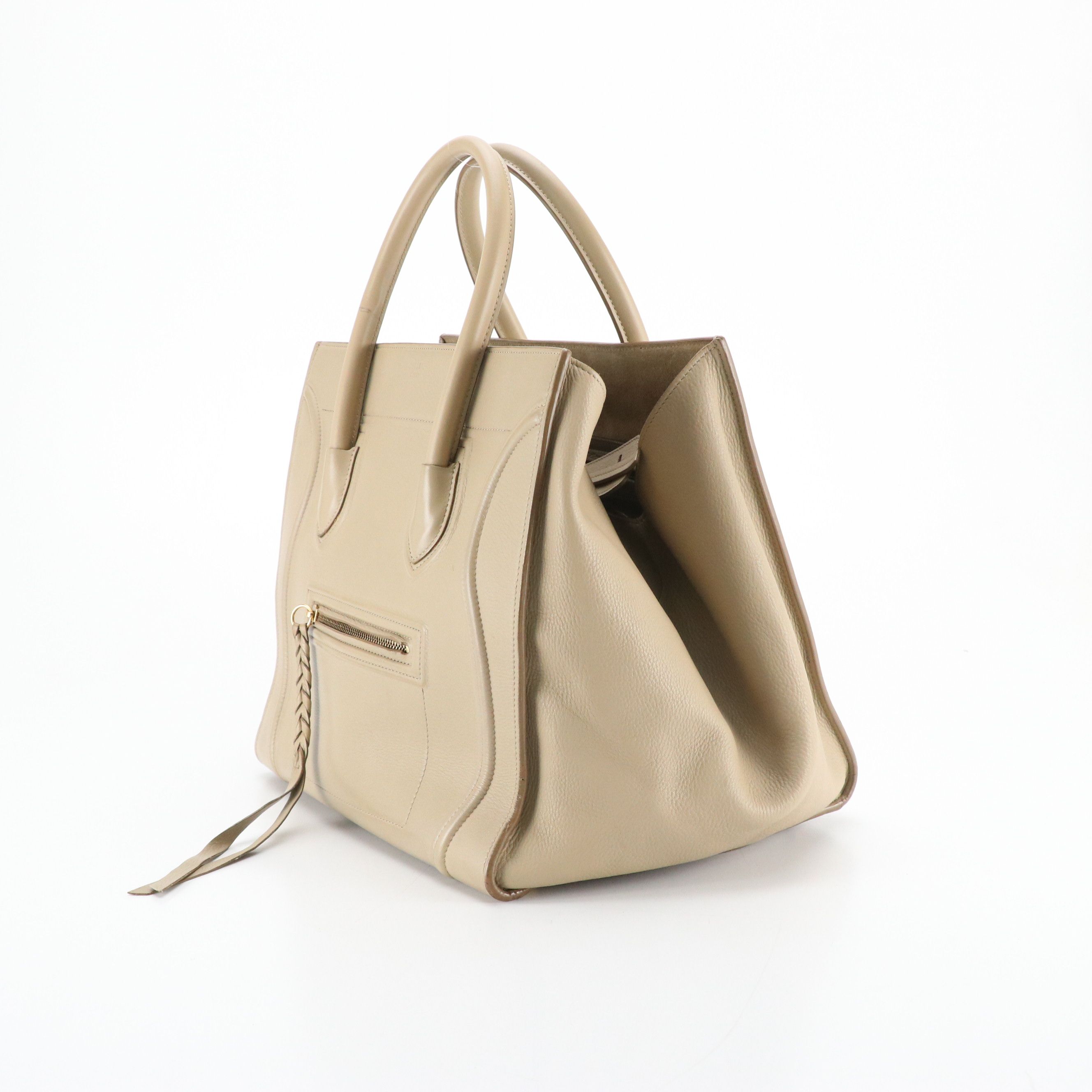 Celine Phantom Luggage Tote Bag in Beige Leather