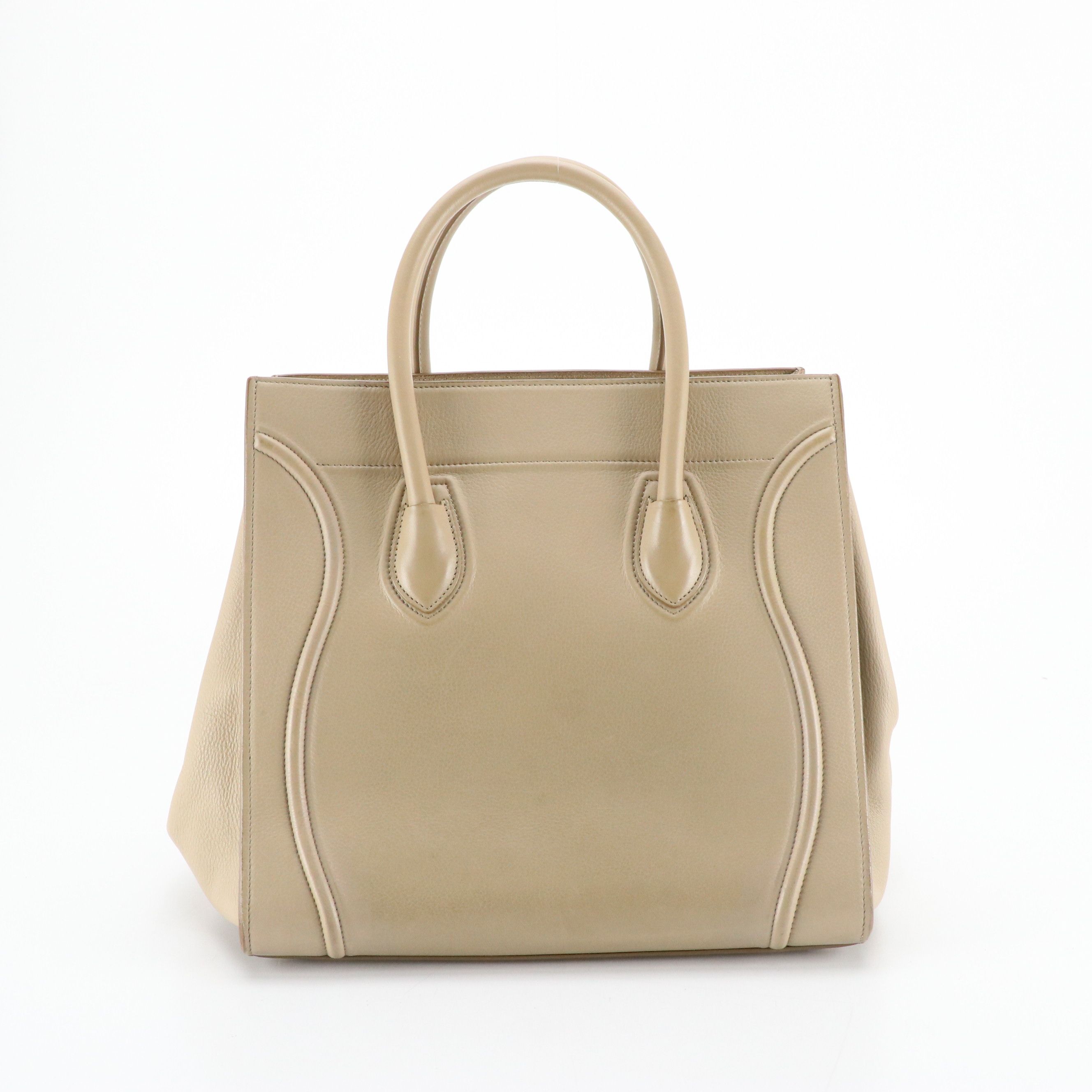 Celine Phantom Luggage Tote Bag in Beige Leather