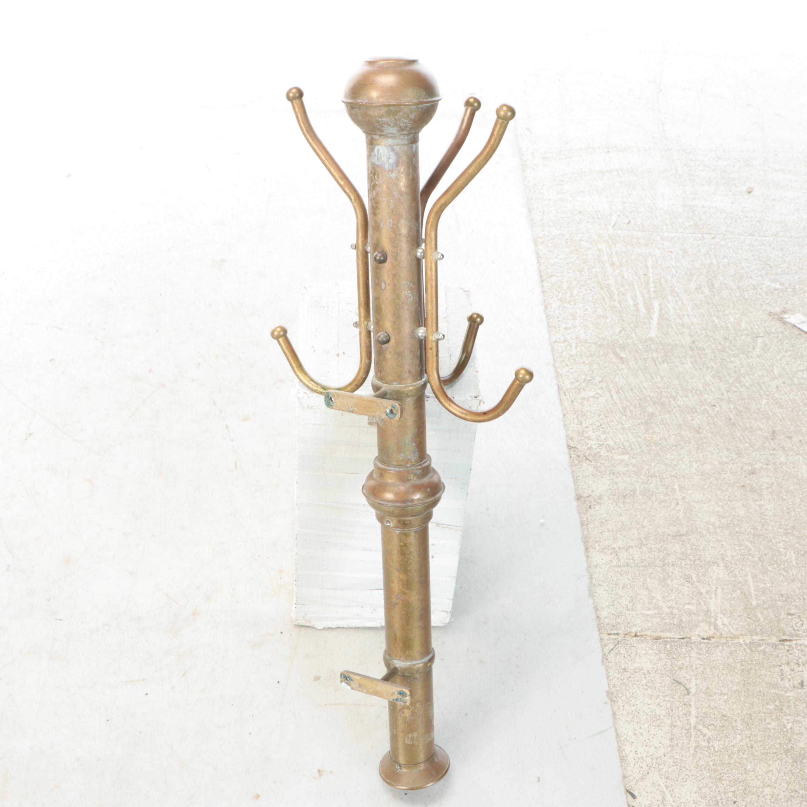 Edwardian Style Brass Wall Hanging Coat Rack and Quilt Stand