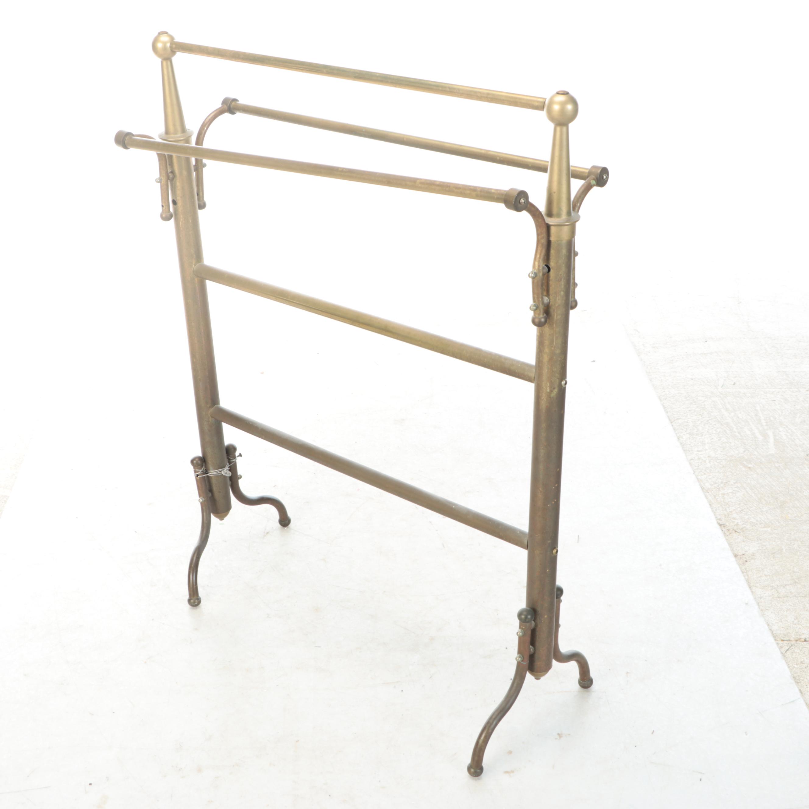 Edwardian Style Brass Wall Hanging Coat Rack and Quilt Stand