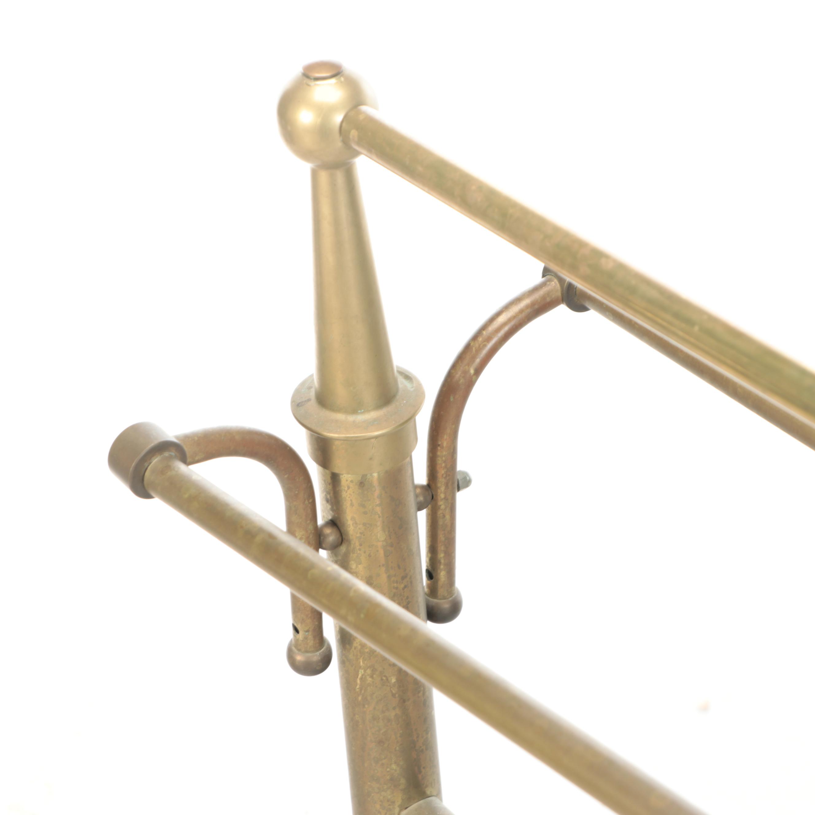 Edwardian Style Brass Wall Hanging Coat Rack and Quilt Stand