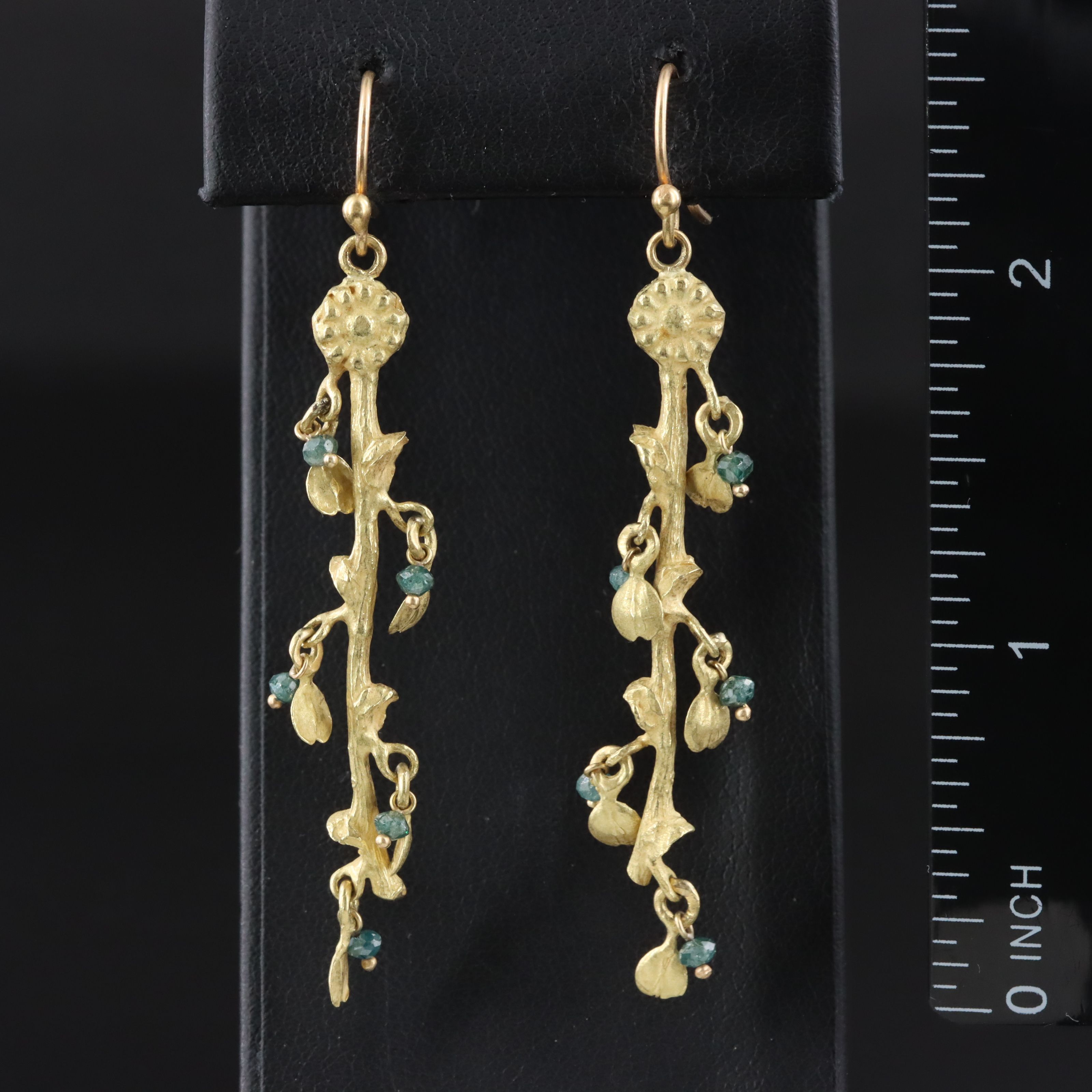 18K Fancy Blue Diamond Branch Drop Earrings