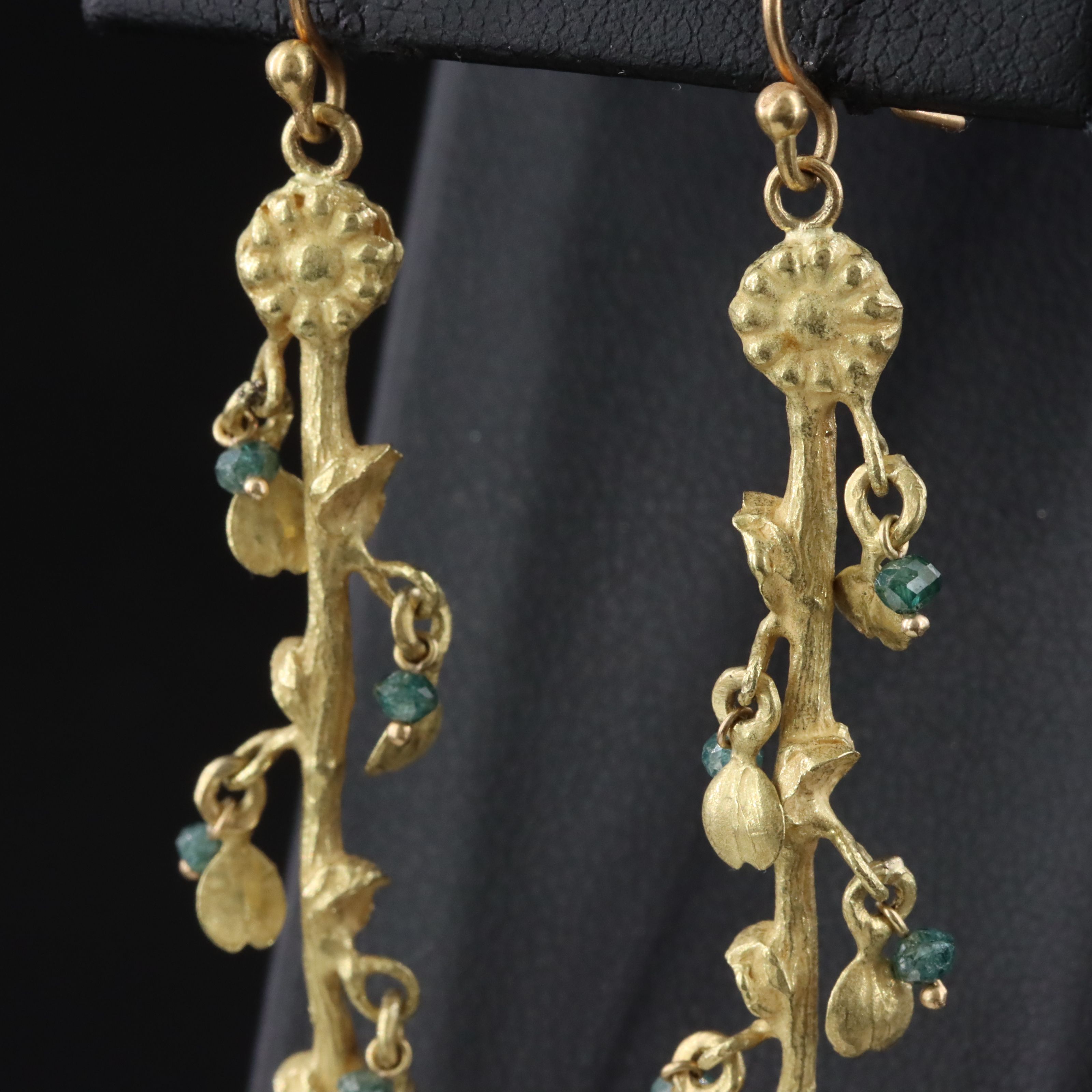 18K Fancy Blue Diamond Branch Drop Earrings