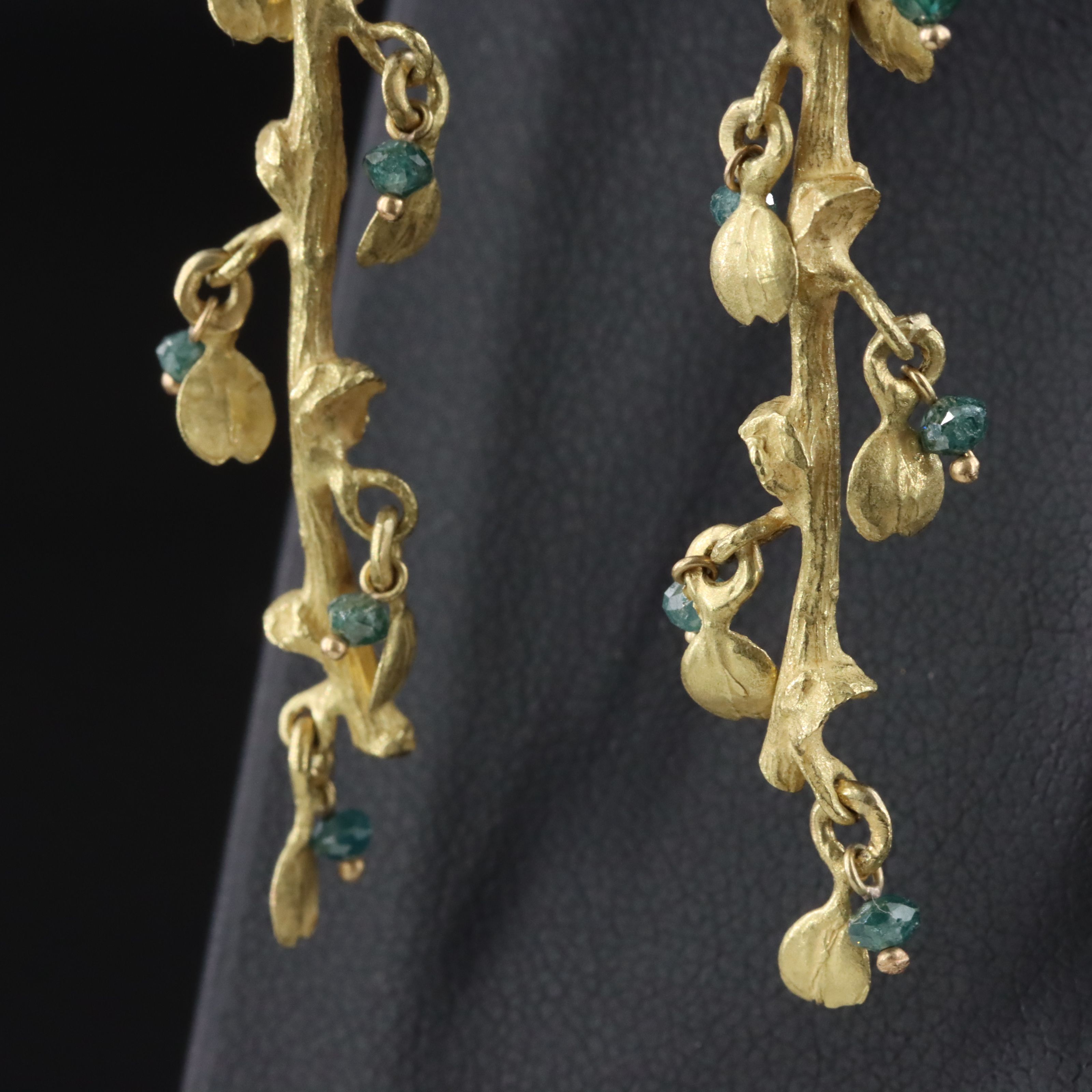 18K Fancy Blue Diamond Branch Drop Earrings