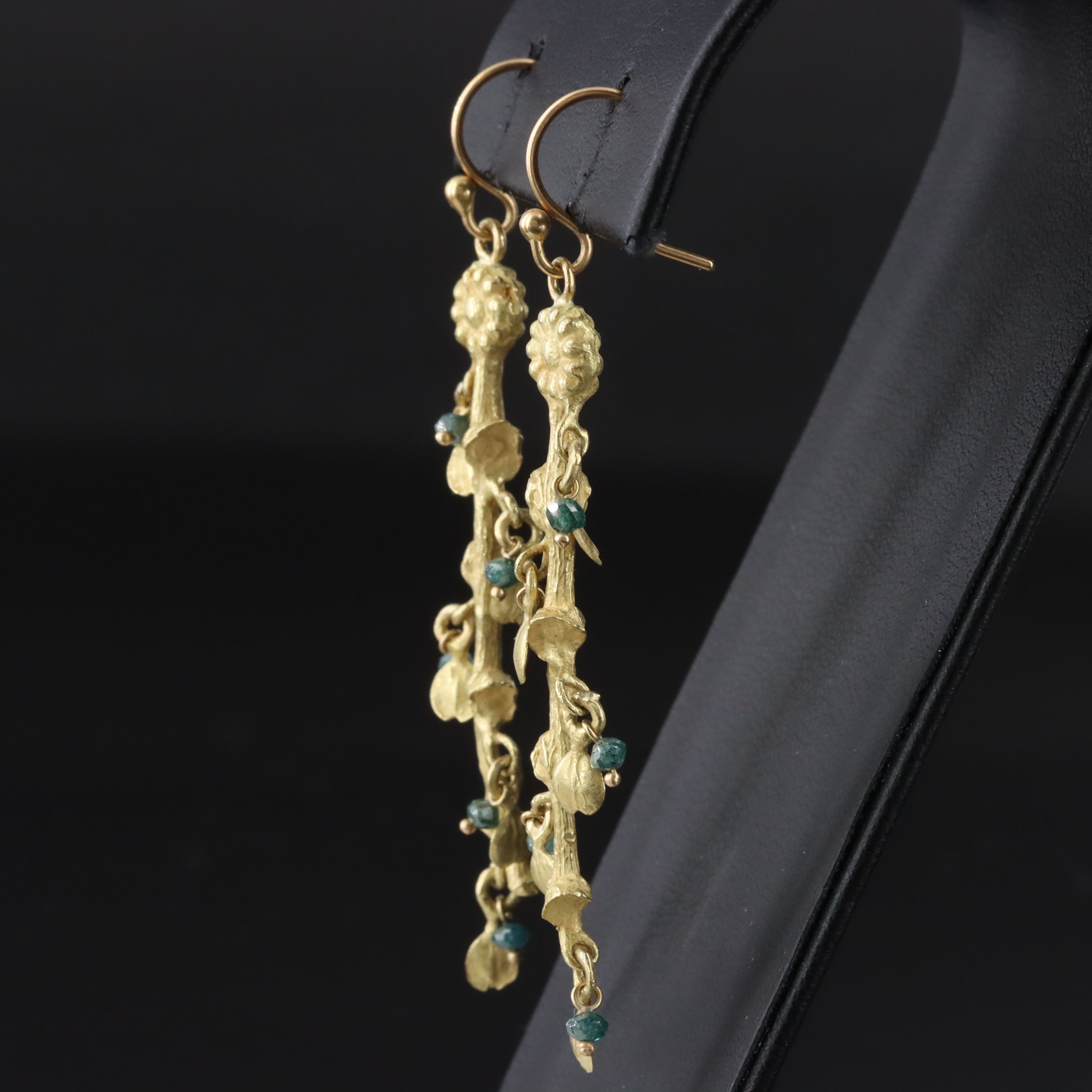 18K Fancy Blue Diamond Branch Drop Earrings