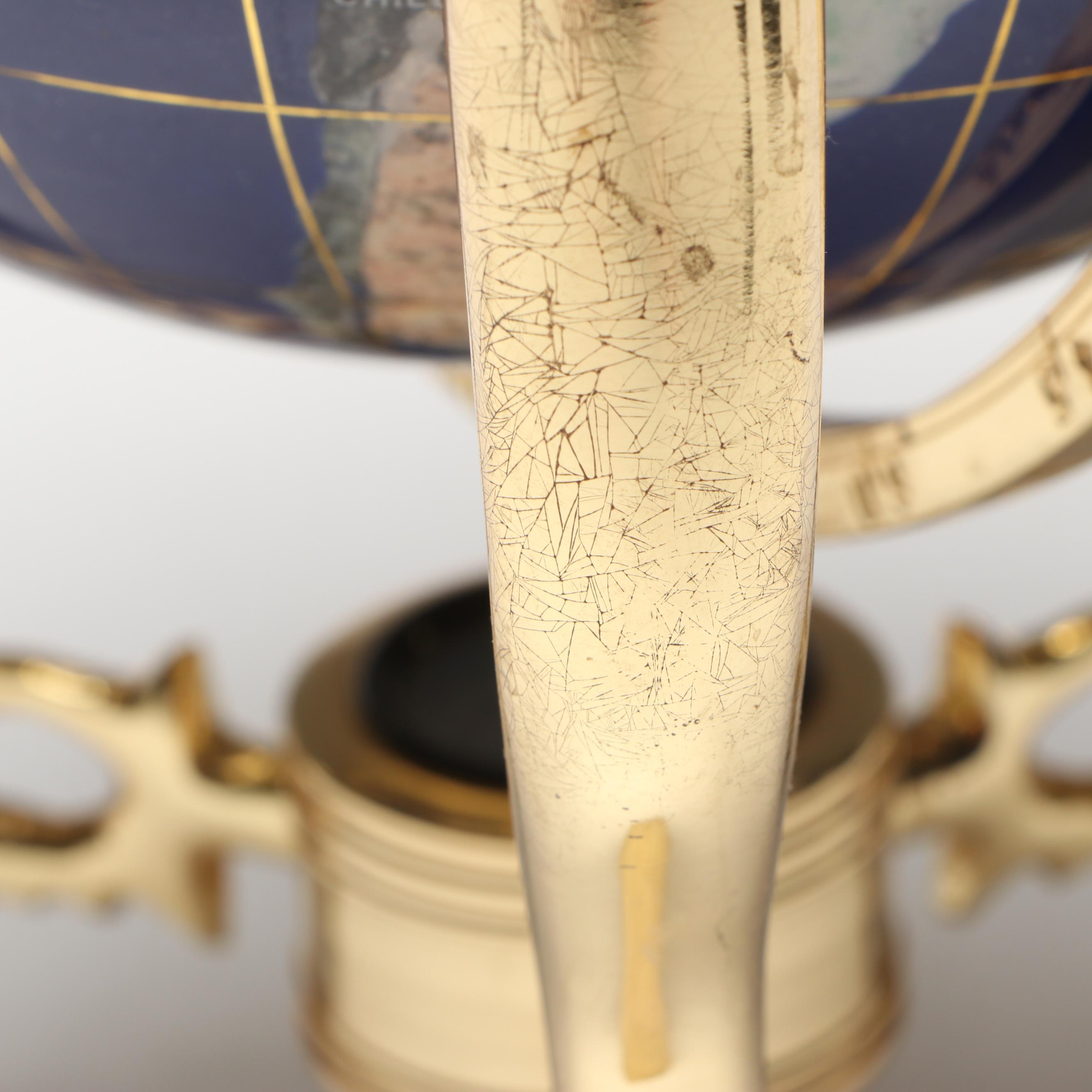 Gemstone Globe with Brass Finish Compass Stand