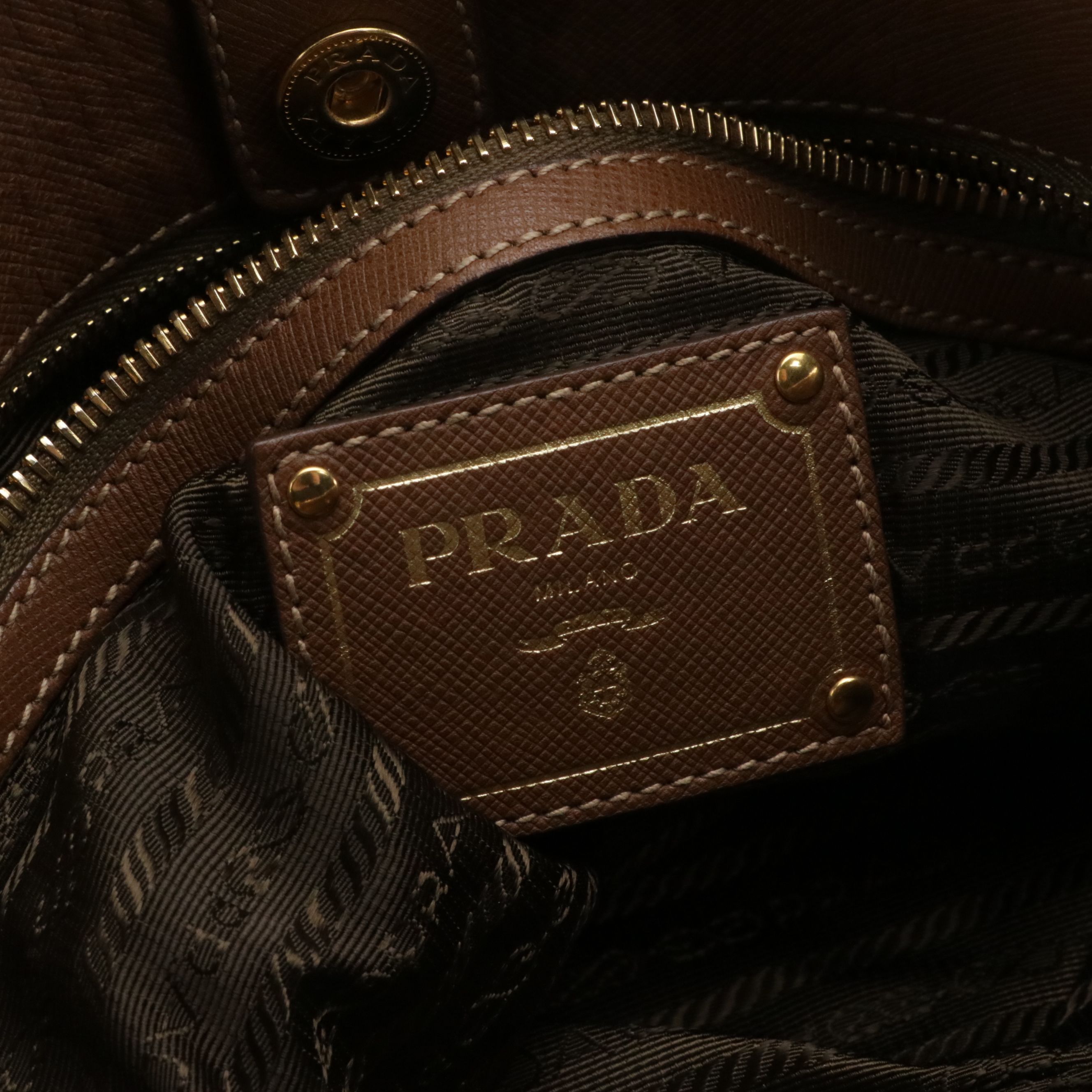 Prada Hobo Shoulder Bag in Mocha Tessuto Nylon and Saffiano Leather