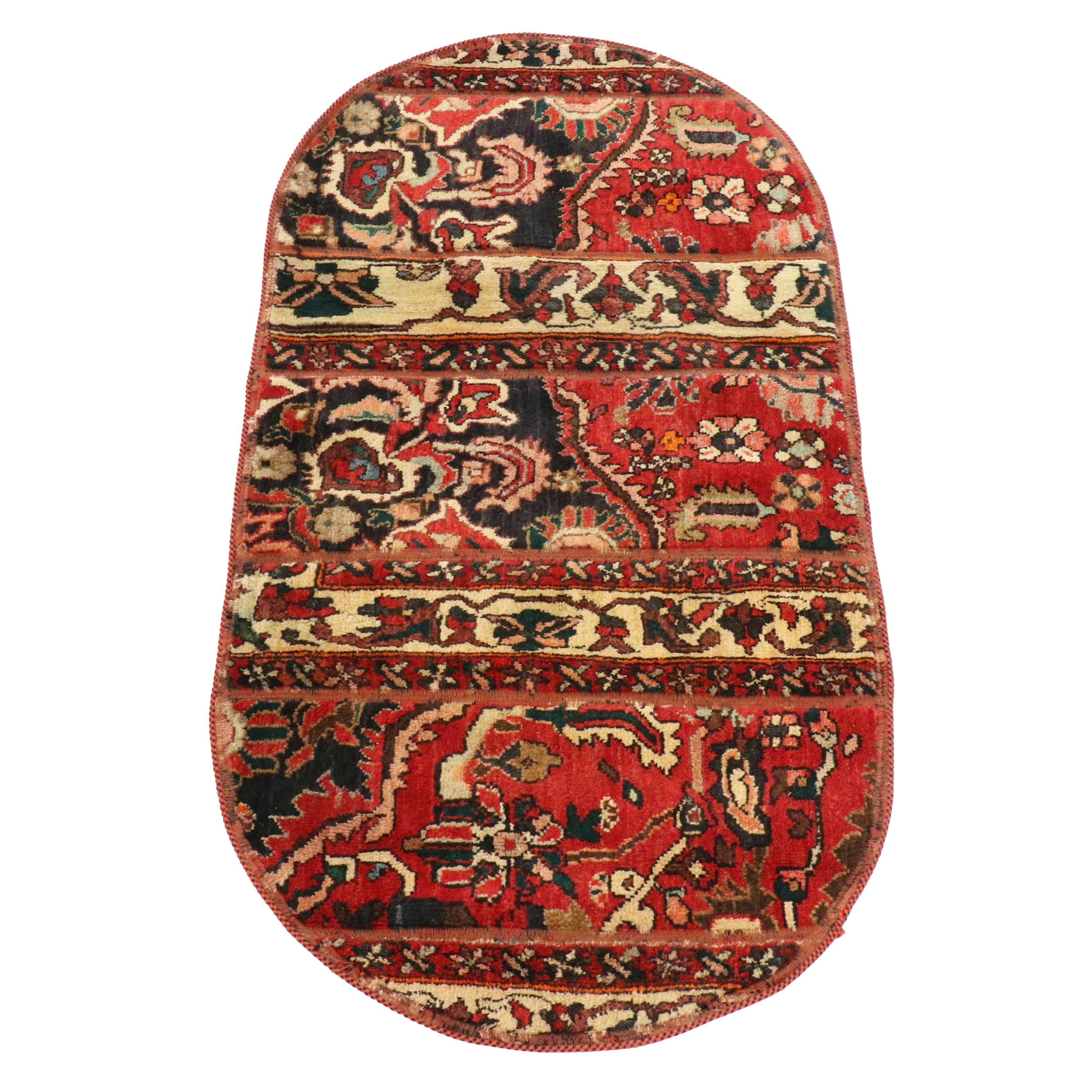 2'6 x 4'11 Hand-Knotted Persian Rug Pieced Oval Accent Rug