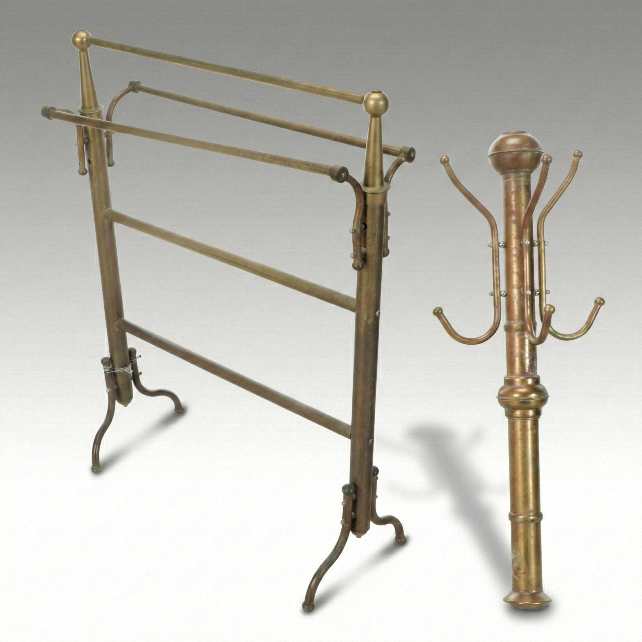 Edwardian Style Brass Wall Hanging Coat Rack and Quilt Stand