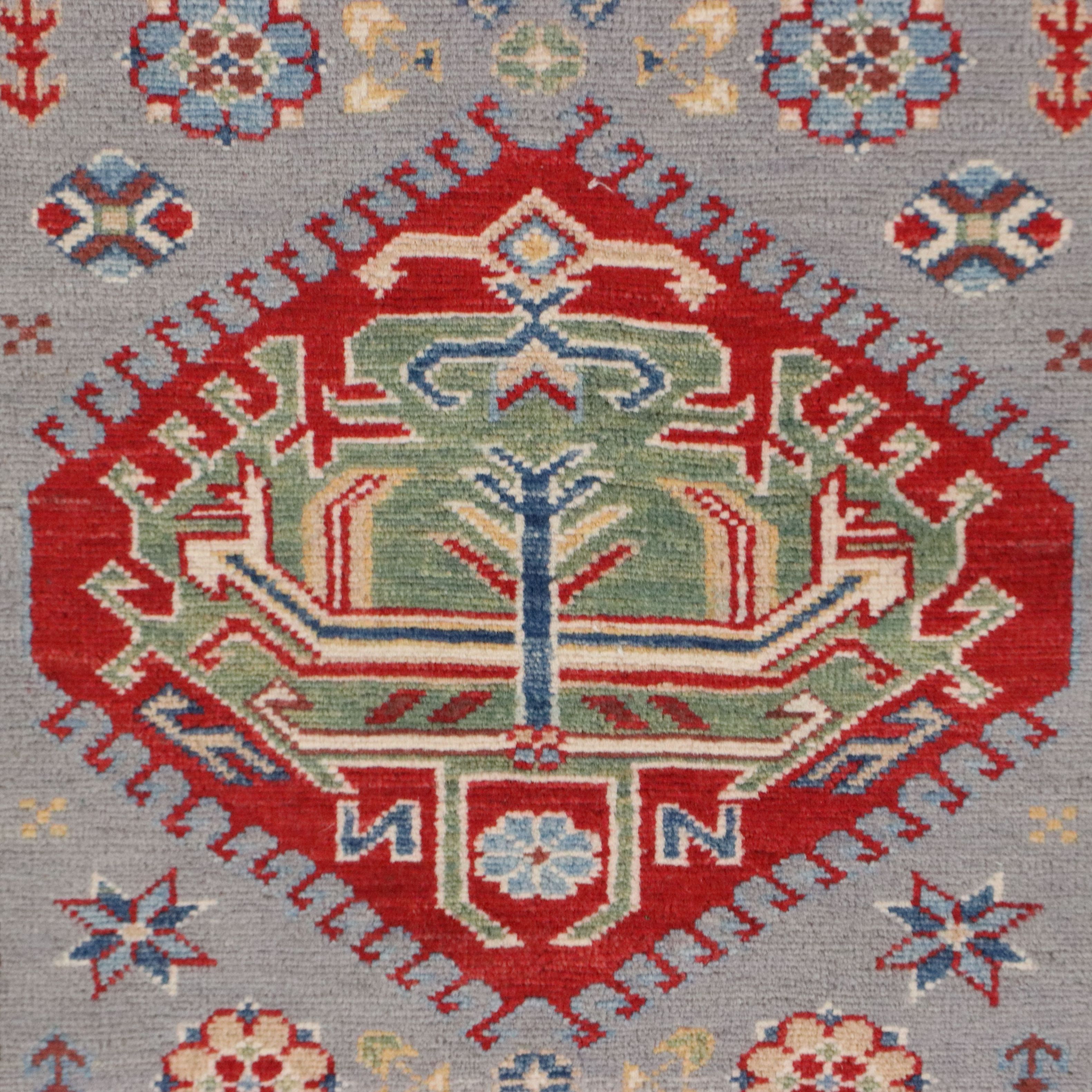 2'7 x 10'2 Hand-Knotted Afghan Kazak Carpet Runner