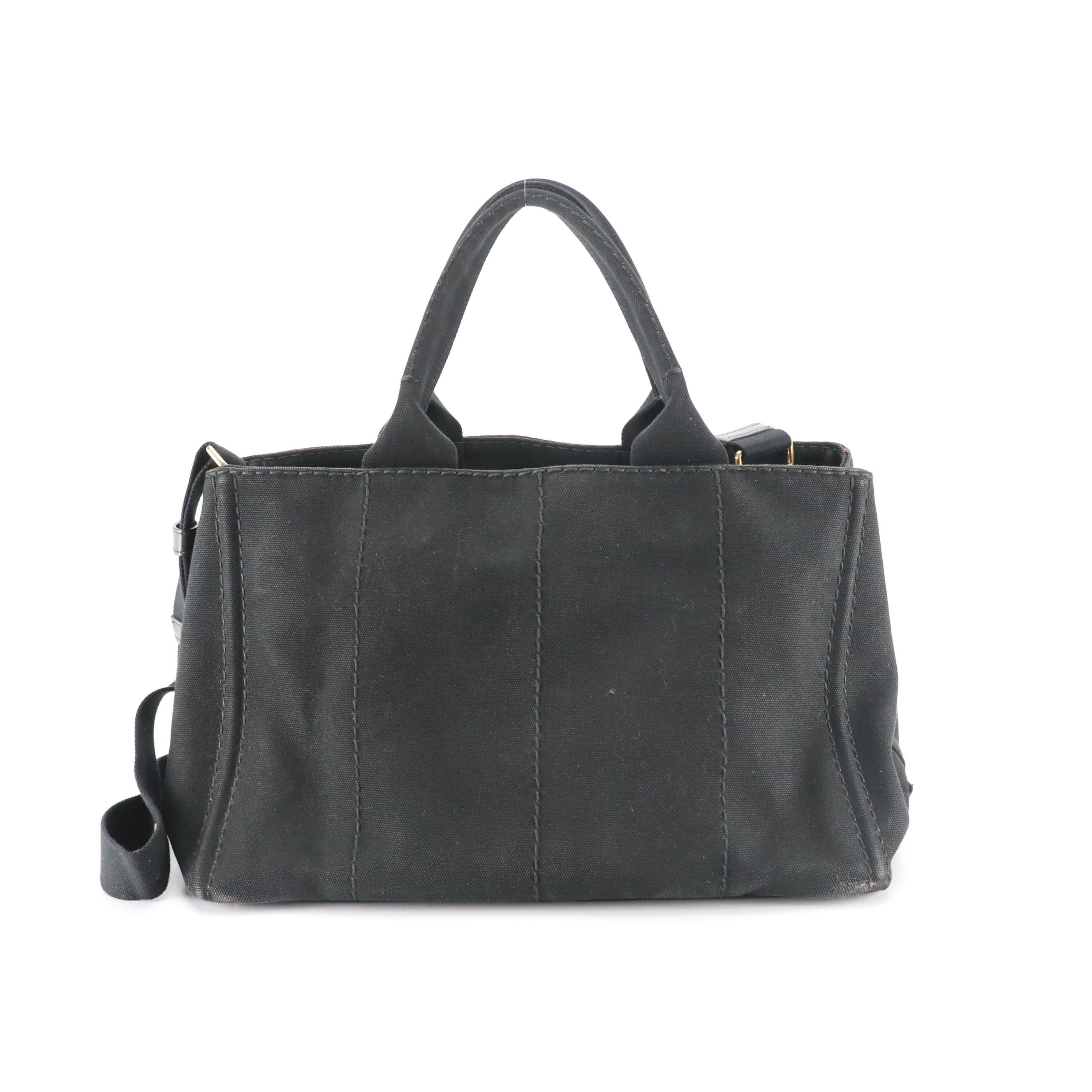 Prada Canapa Shoulder Tote Bag in Black Canvas