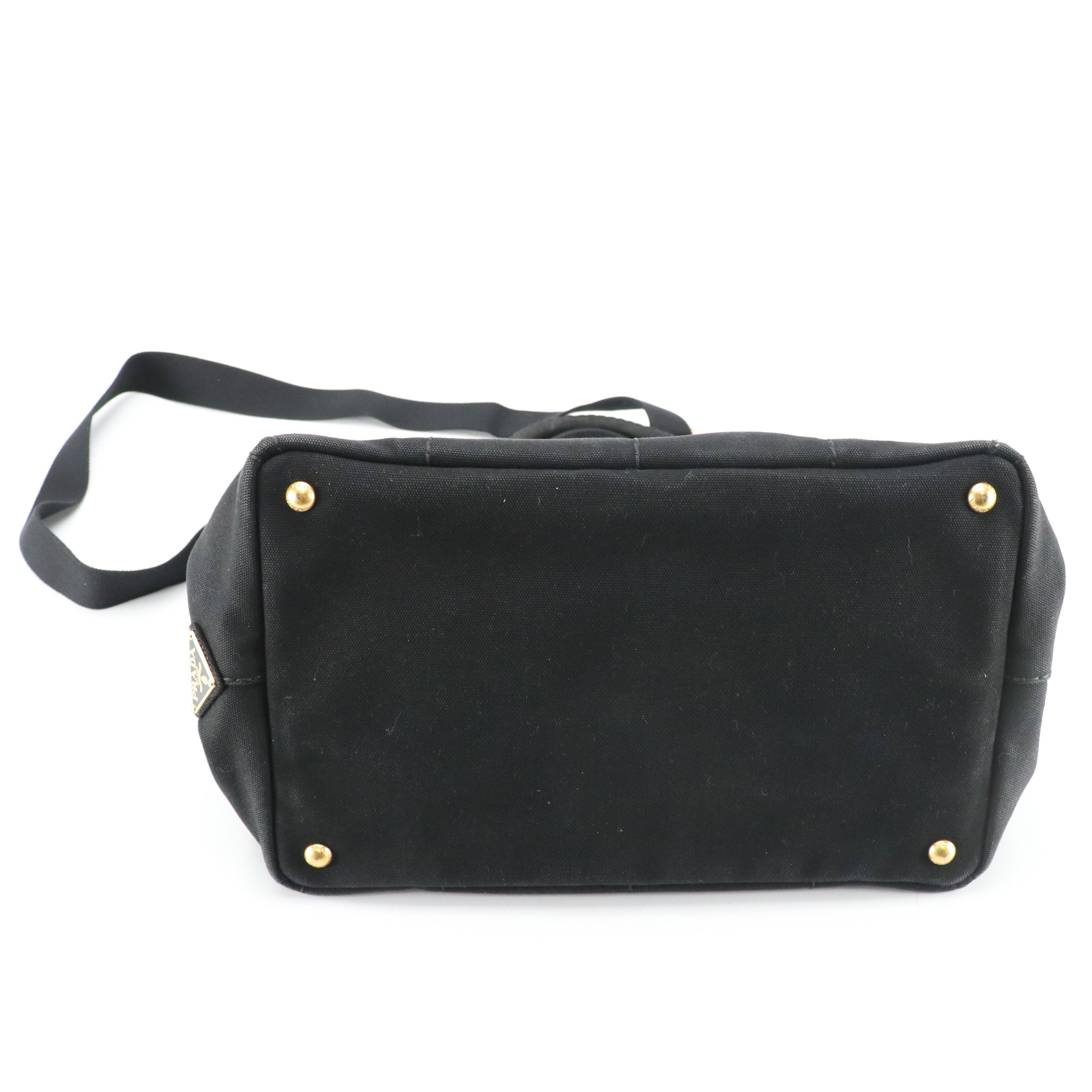 Prada Canapa Shoulder Tote Bag in Black Canvas