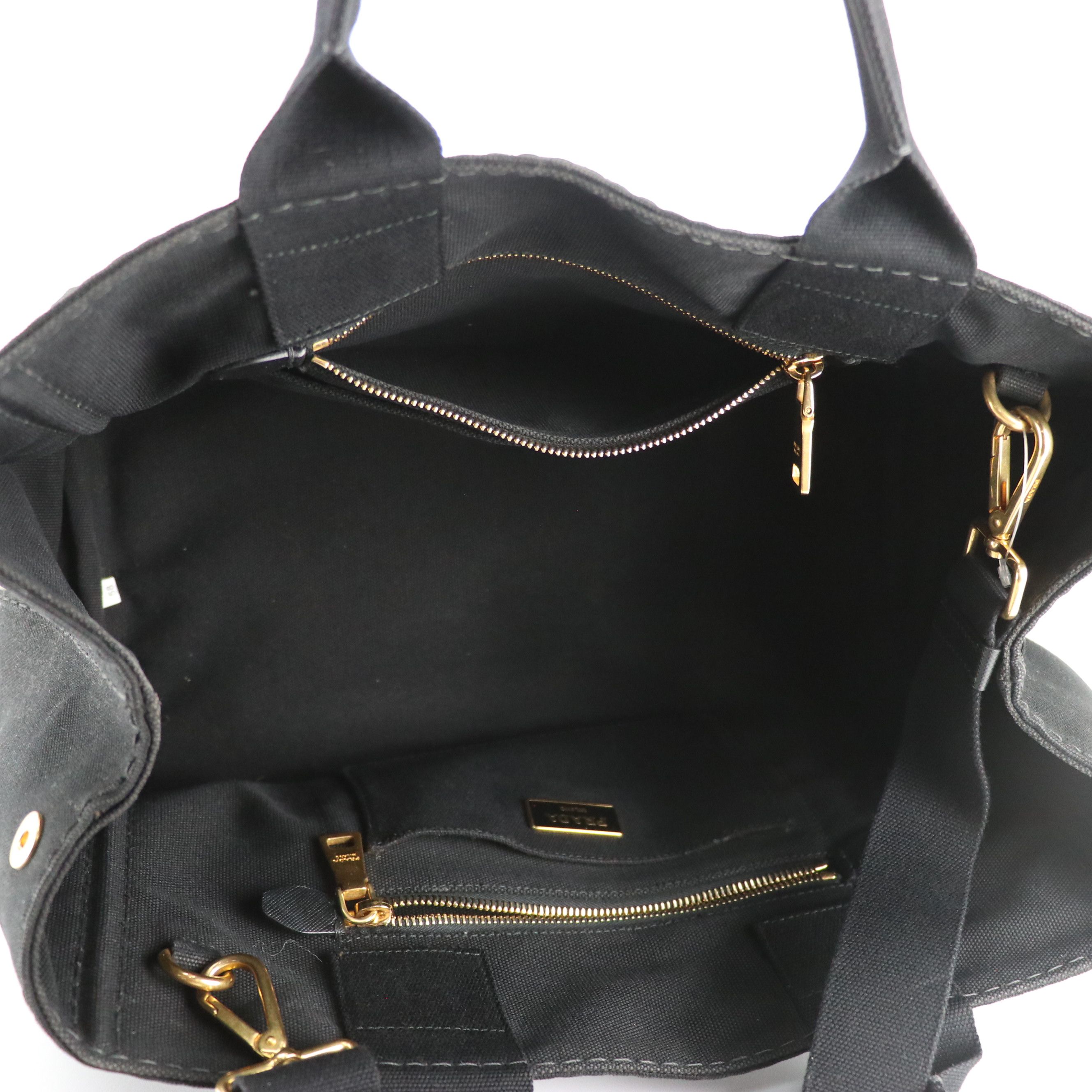 Prada Canapa Shoulder Tote Bag in Black Canvas