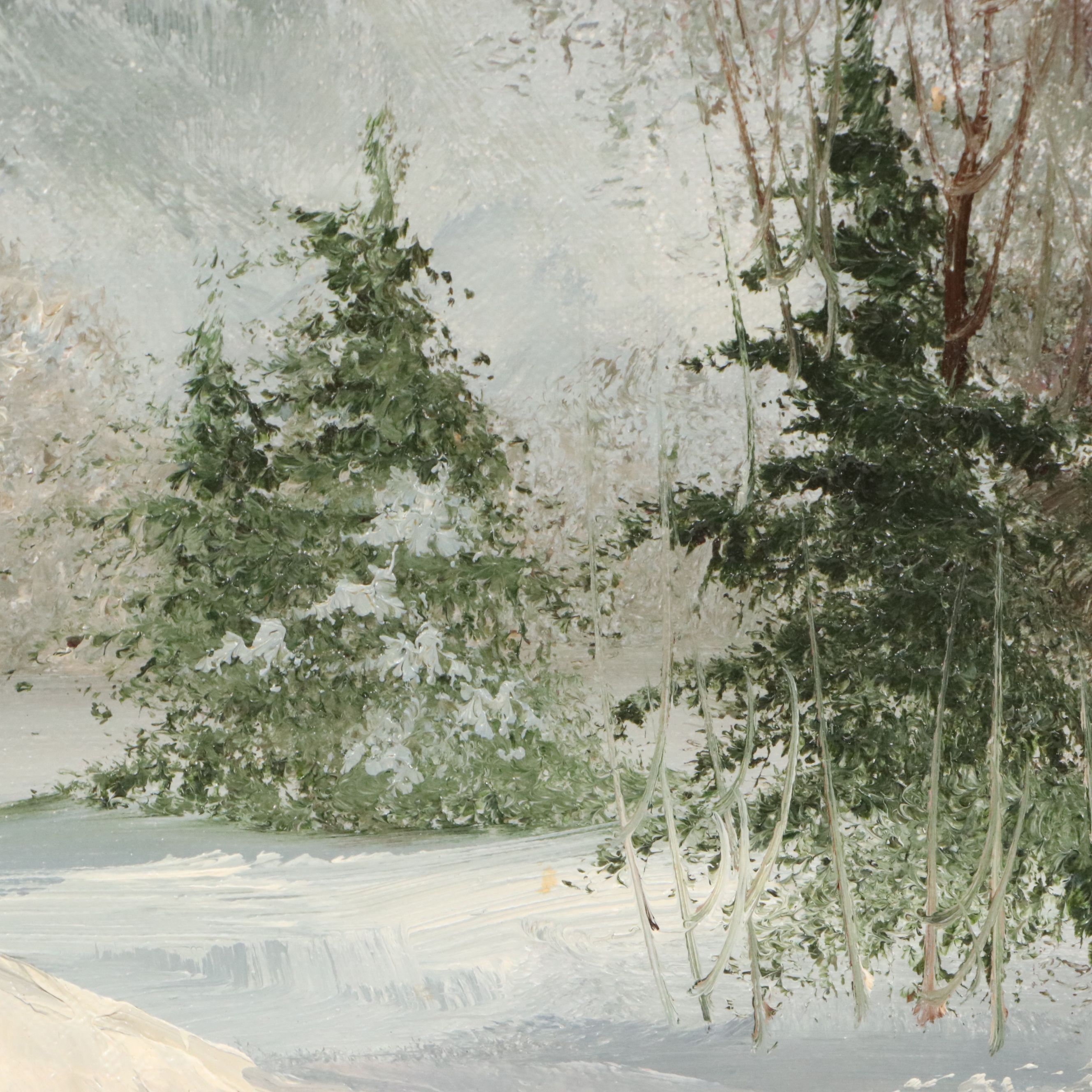 C. Gibbon Mountainous Winter Landscape Oil Painting, Circa 1980