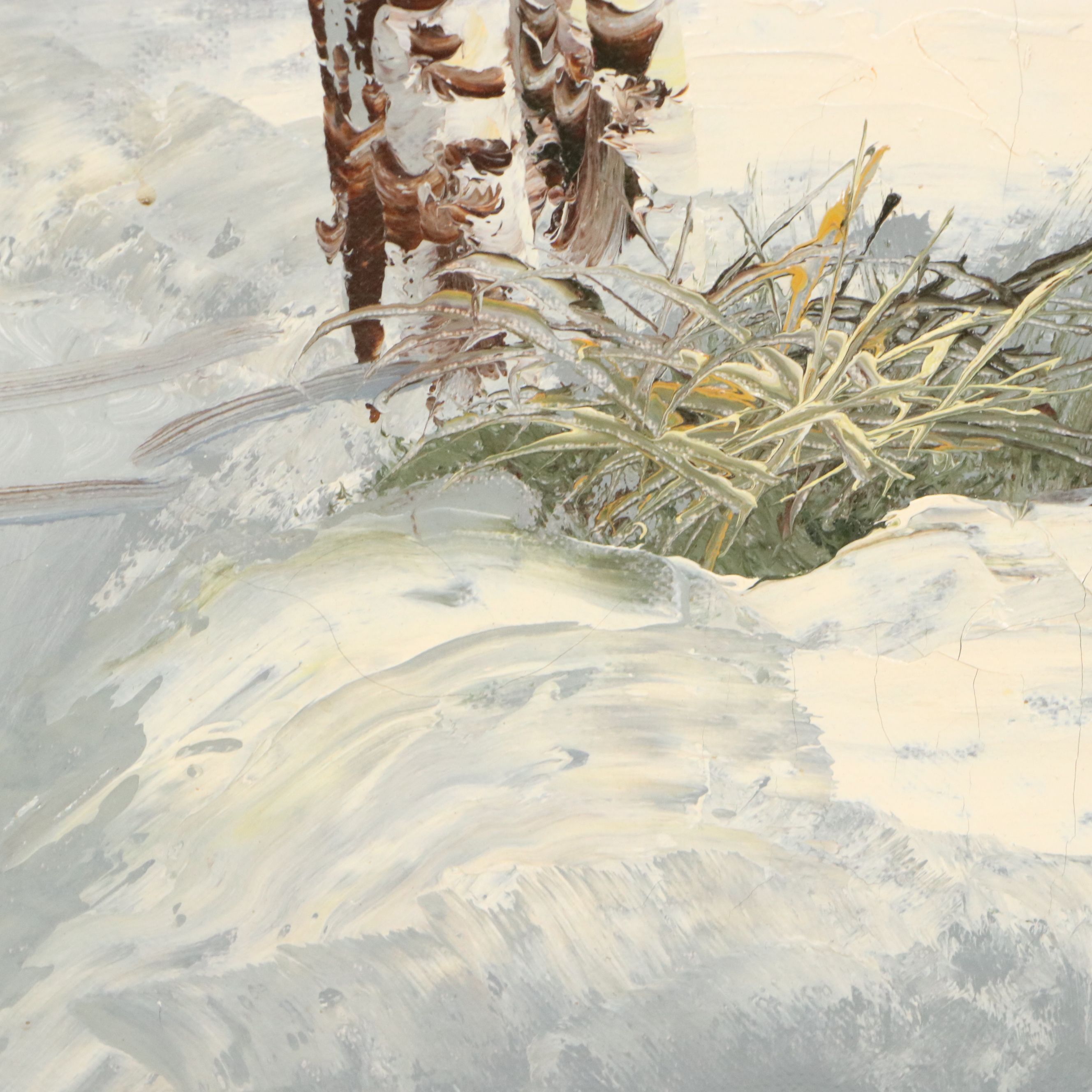 C. Gibbon Mountainous Winter Landscape Oil Painting, Circa 1980