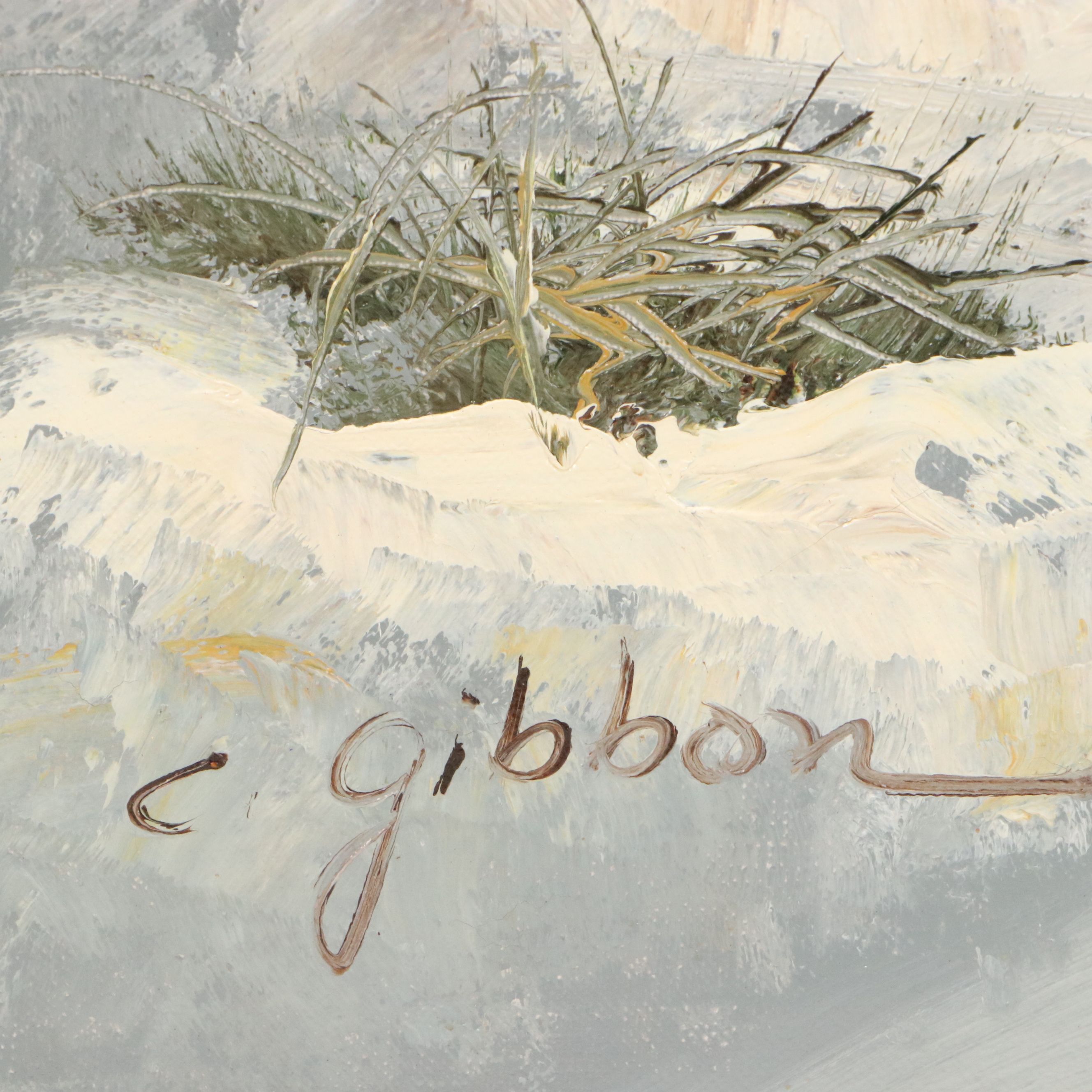 C. Gibbon Mountainous Winter Landscape Oil Painting, Circa 1980