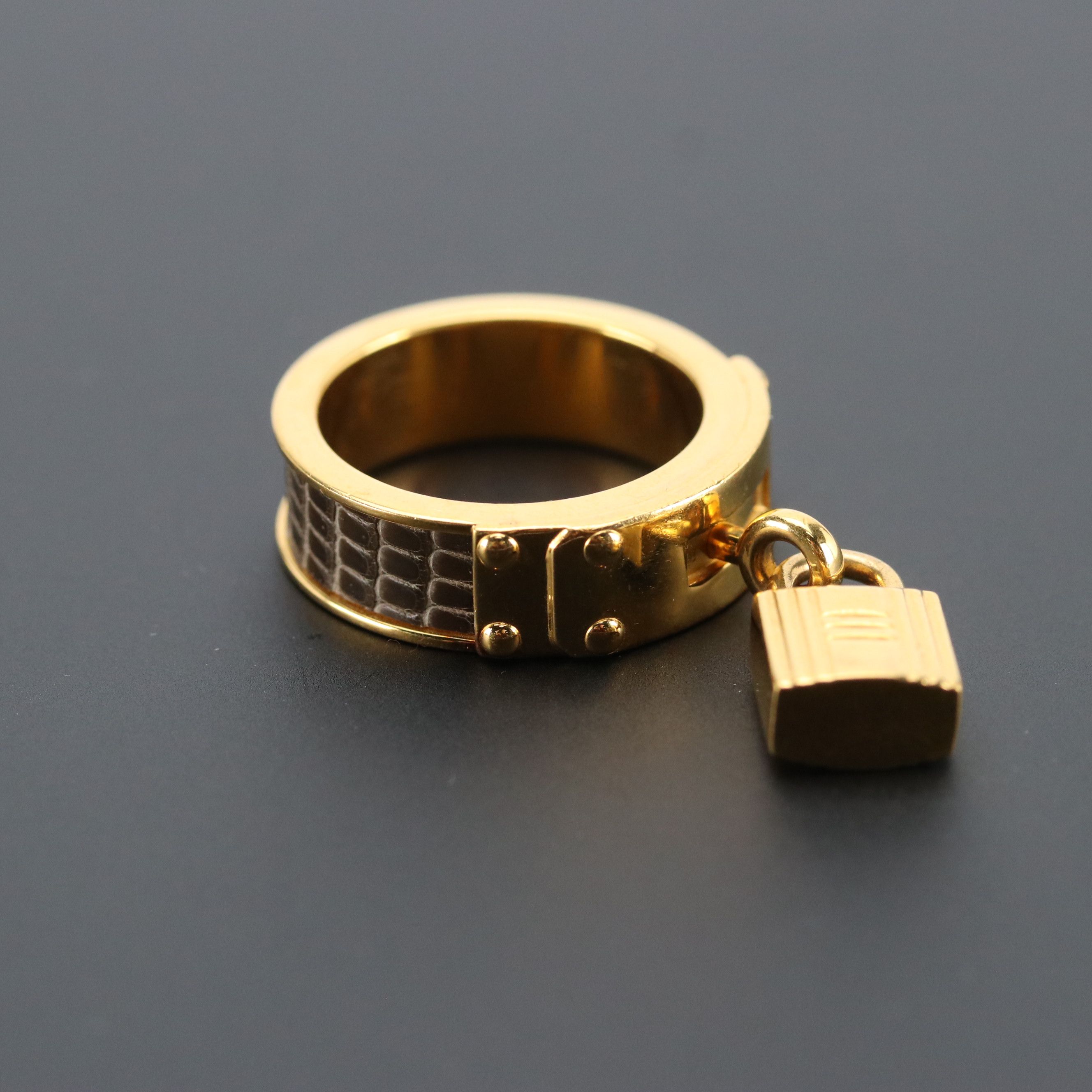 Hermès Kelly Cadena Lizard Scarf Ring with Gift Box