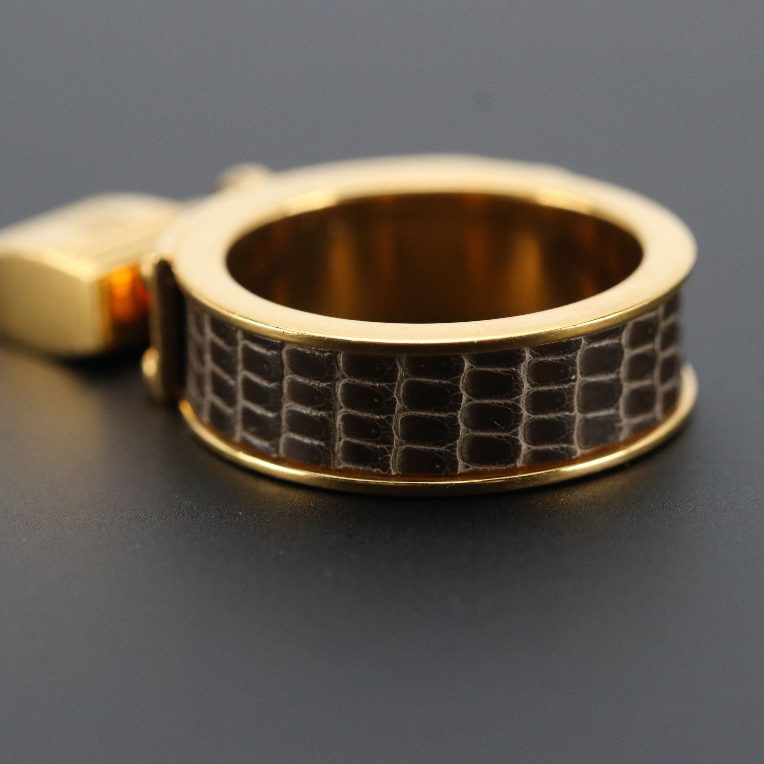 Hermès Kelly Cadena Lizard Scarf Ring with Gift Box