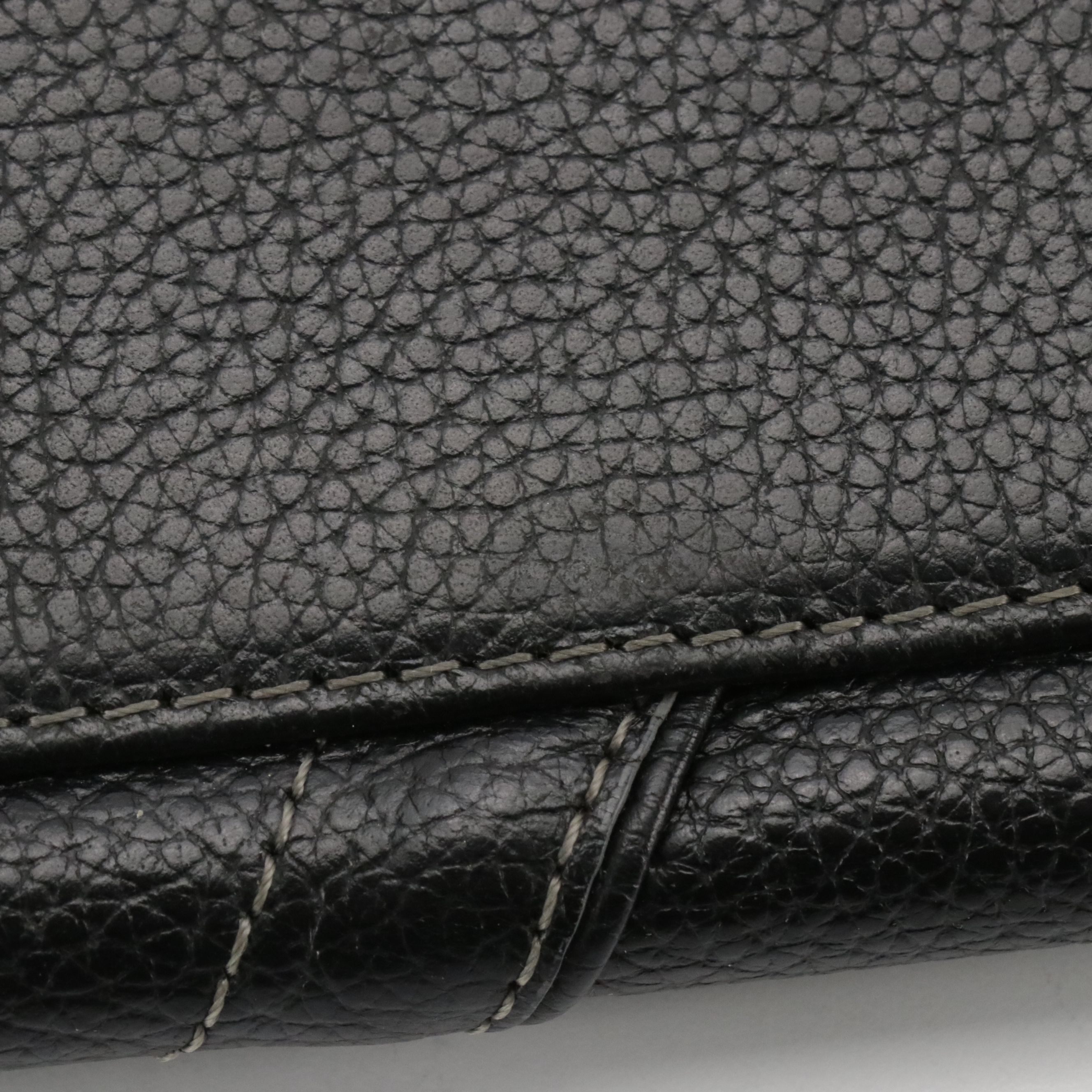 MCM Domed Boston Handbag in Logo Studded Black Leather