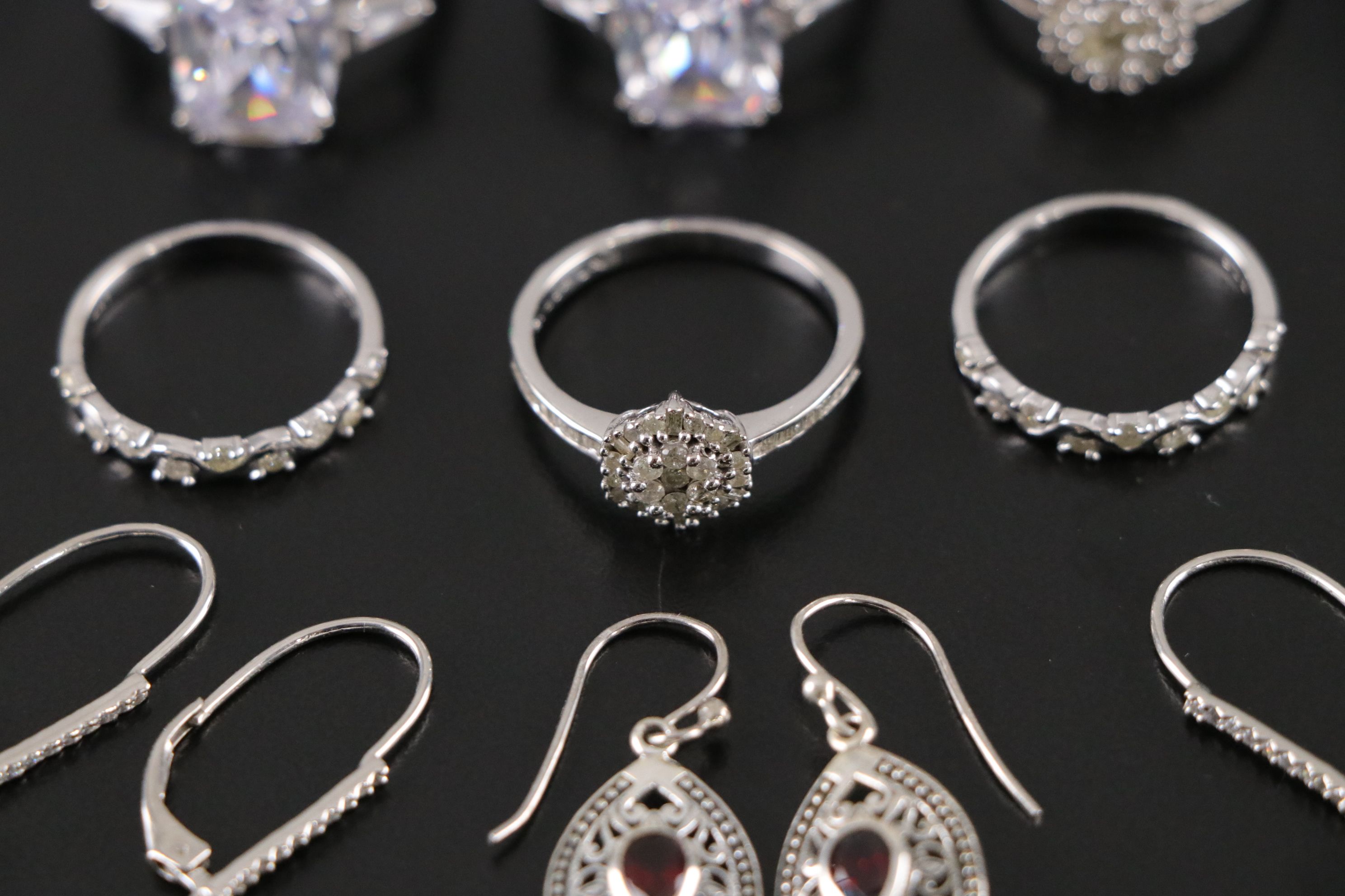 14 Assorted Sterling Silver Rings and Earrings