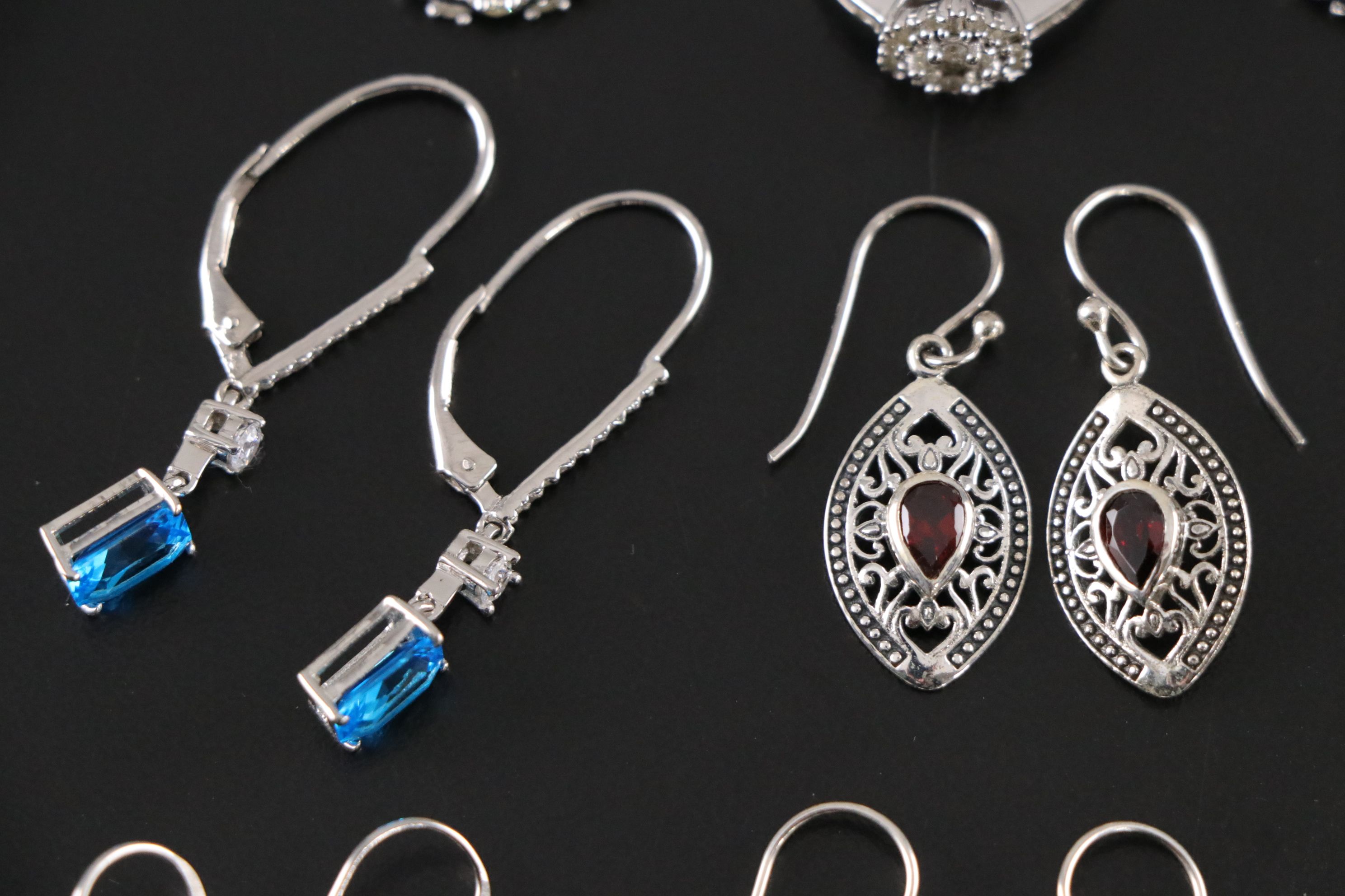 14 Assorted Sterling Silver Rings and Earrings