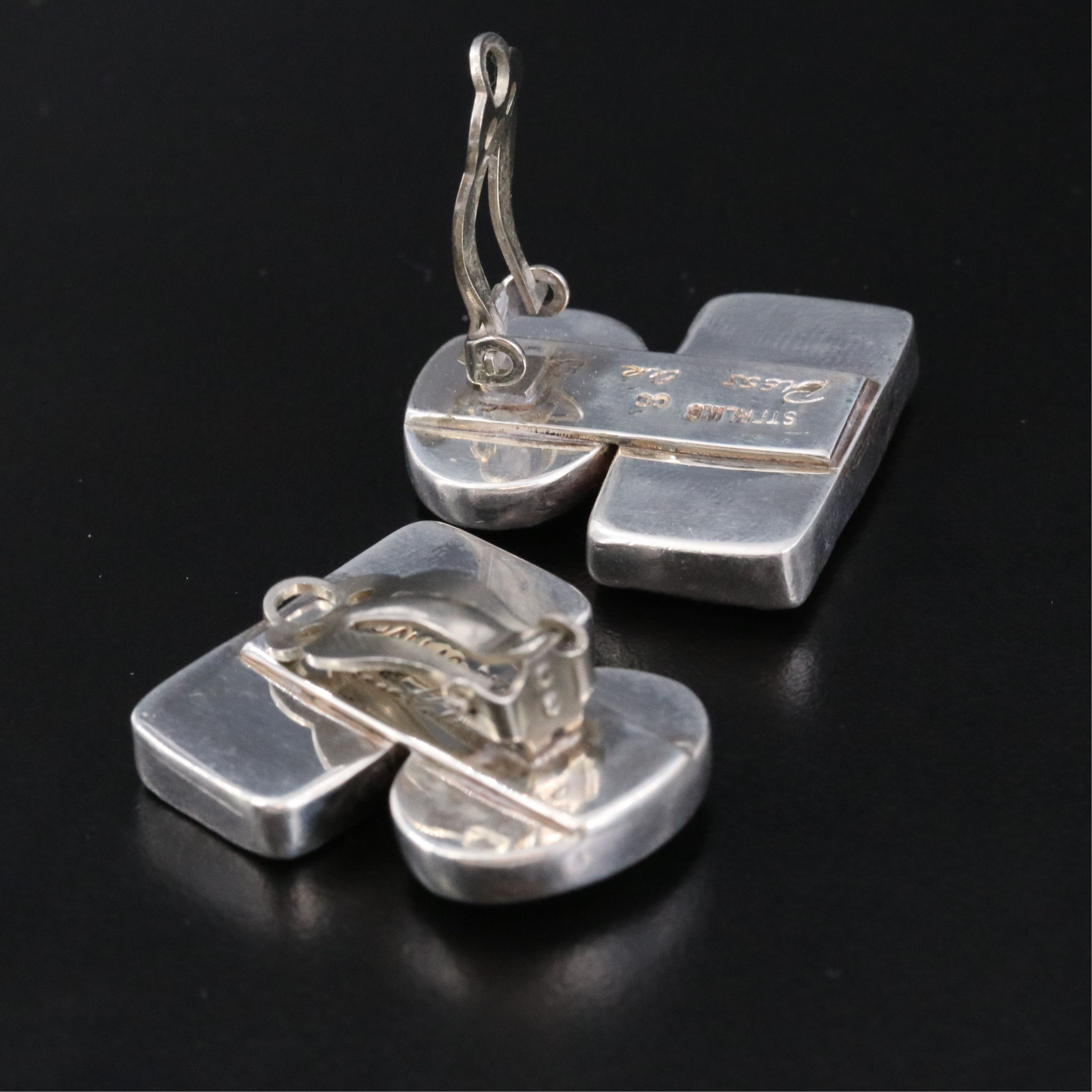 Rebecca Collins Sterling Serpentine and Mother-of-Pearl Earrings