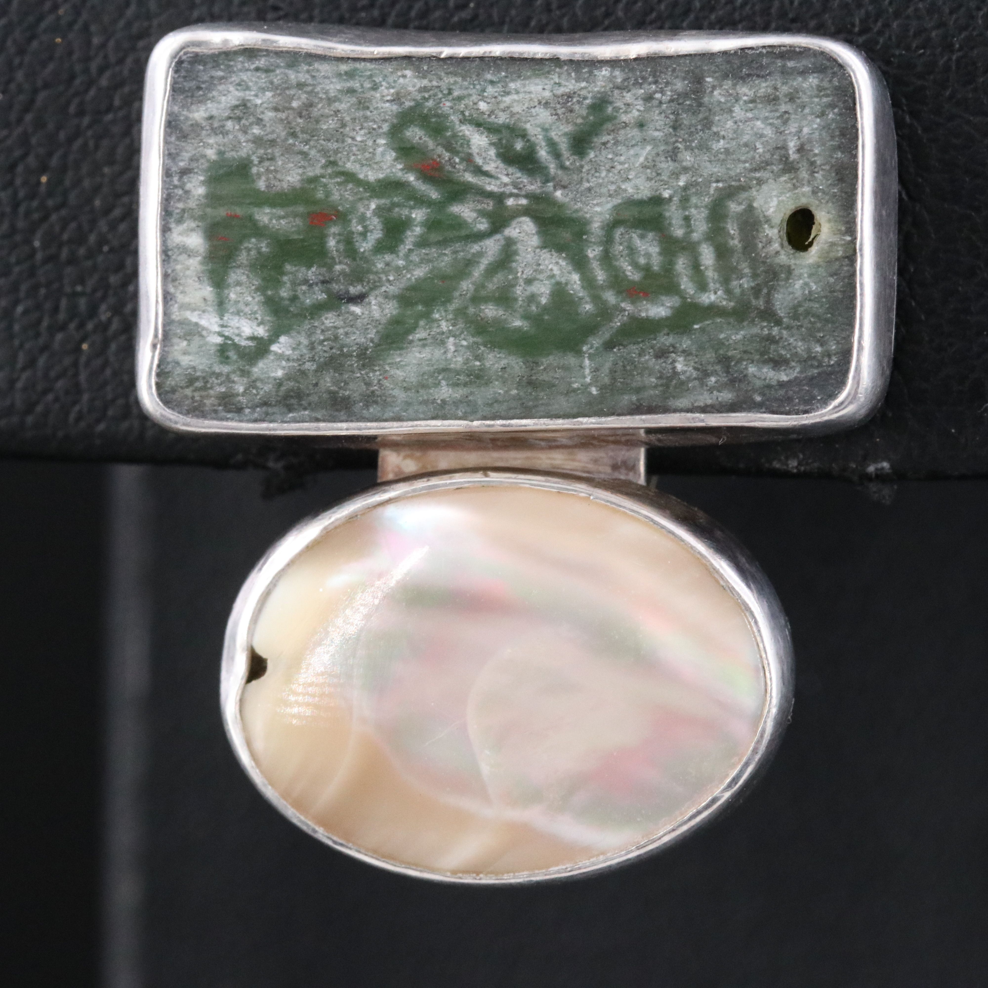 Rebecca Collins Sterling Serpentine and Mother-of-Pearl Earrings