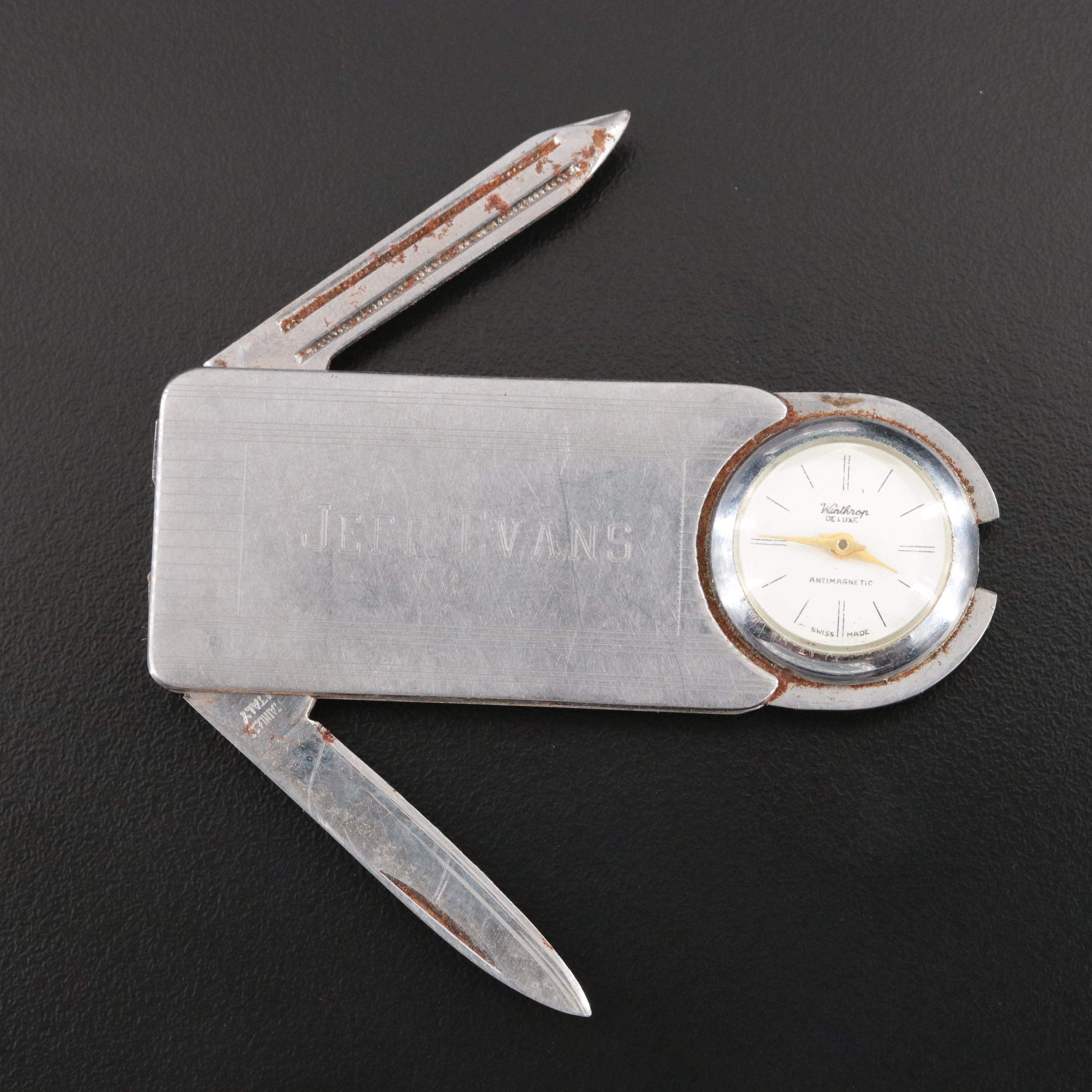 Winthrop Deluxe Watch Money Clip with Nail File and Scissors