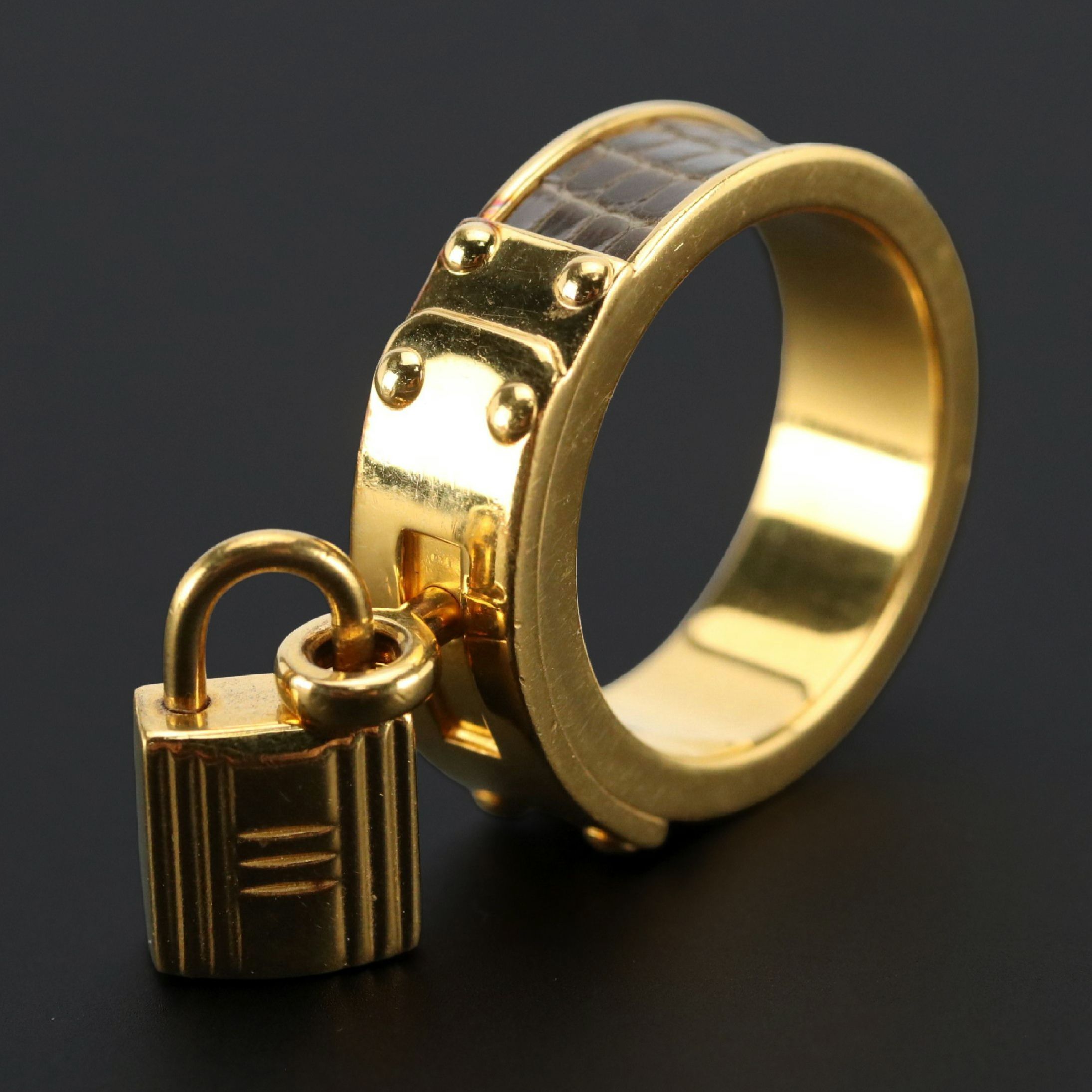 Hermès Kelly Cadena Lizard Scarf Ring with Gift Box