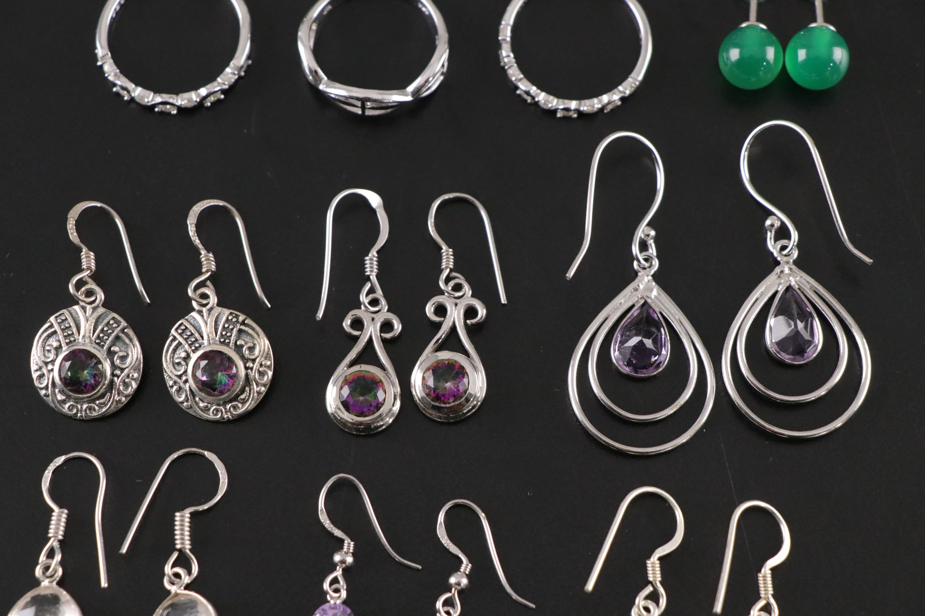 14 Assorted Sterling Silver Rings and Earrings