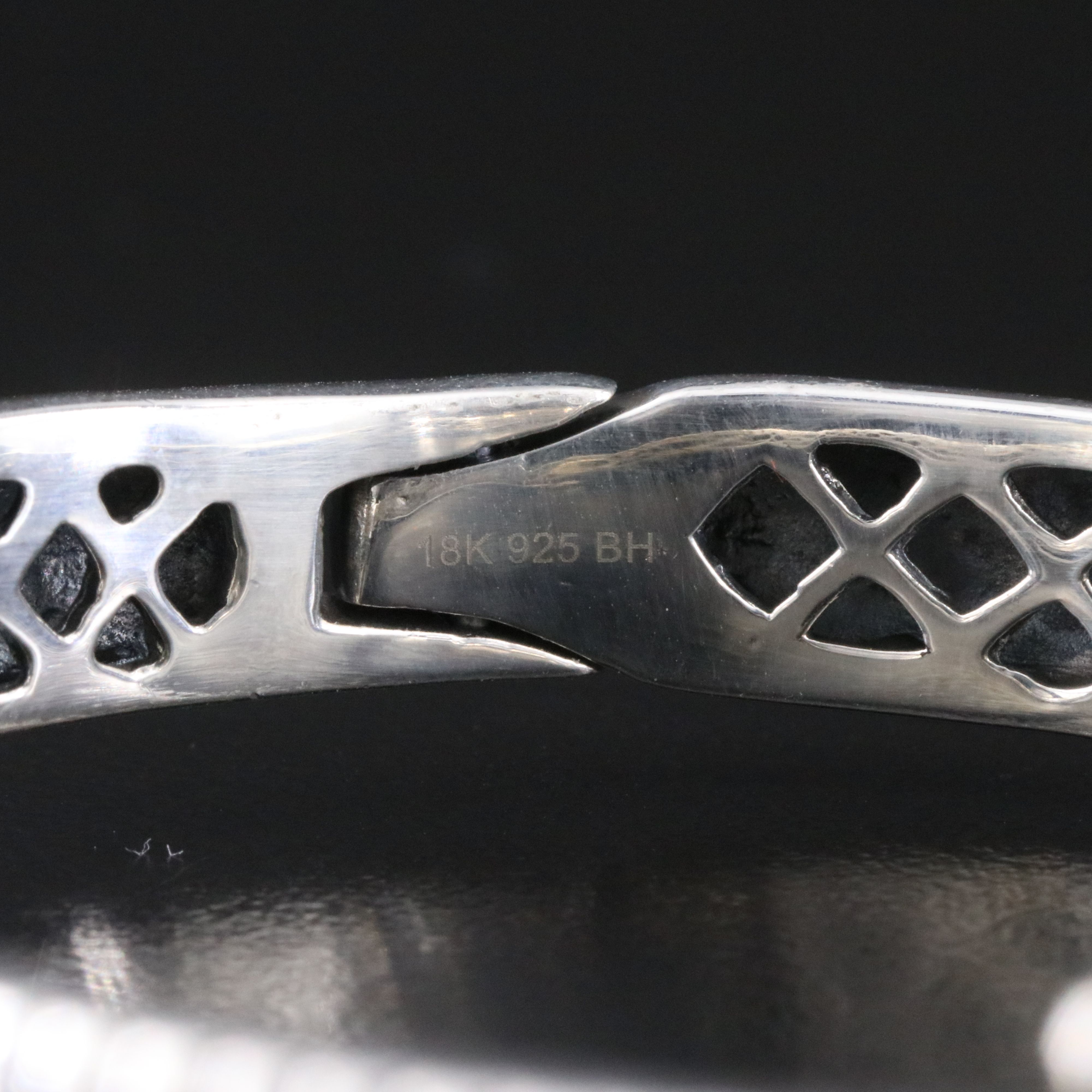 Sterling Hinged Bangle Bracelet with 18K Accent Including Amethyst and Peridot