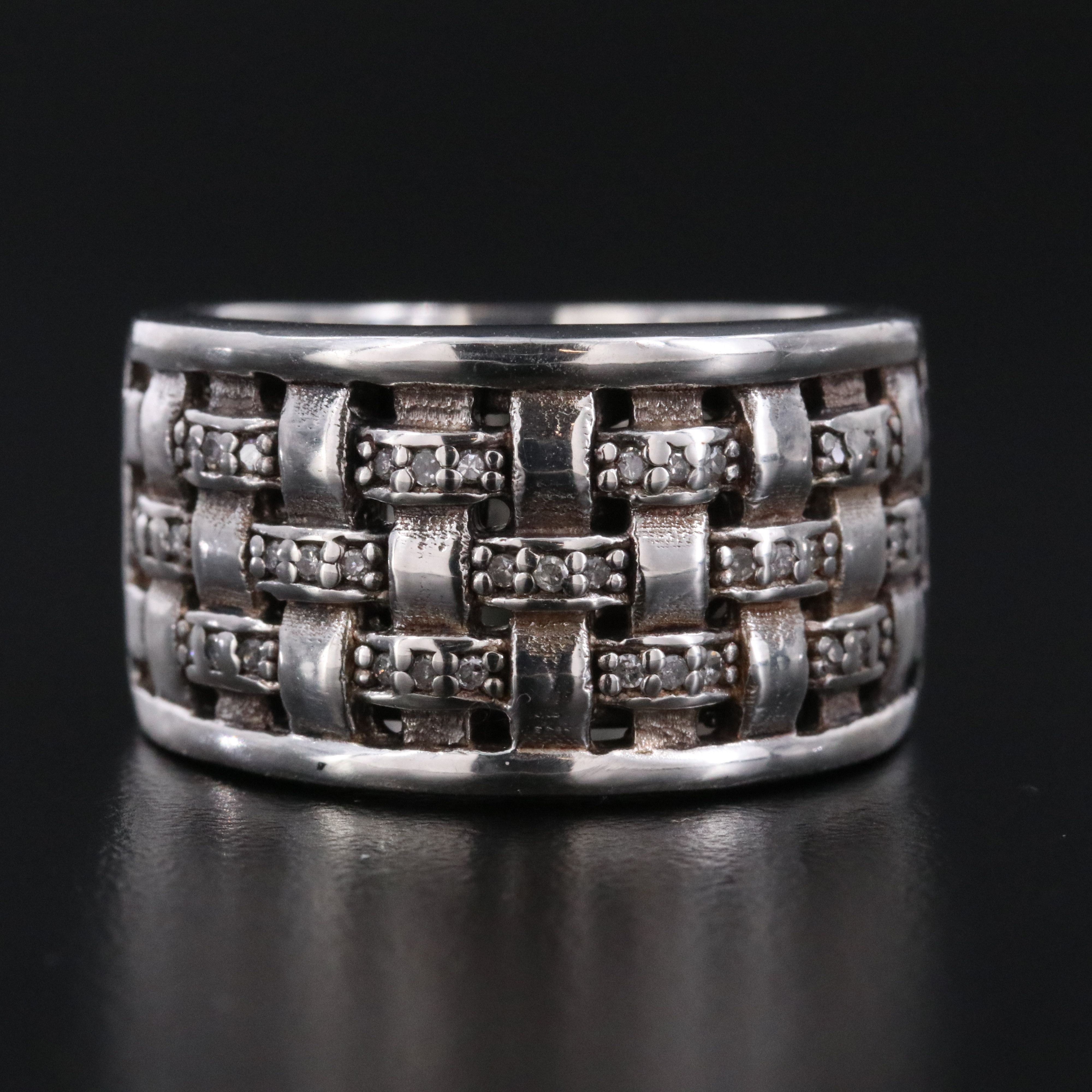 EFFY Sterling Diamond Basket Weave Ring