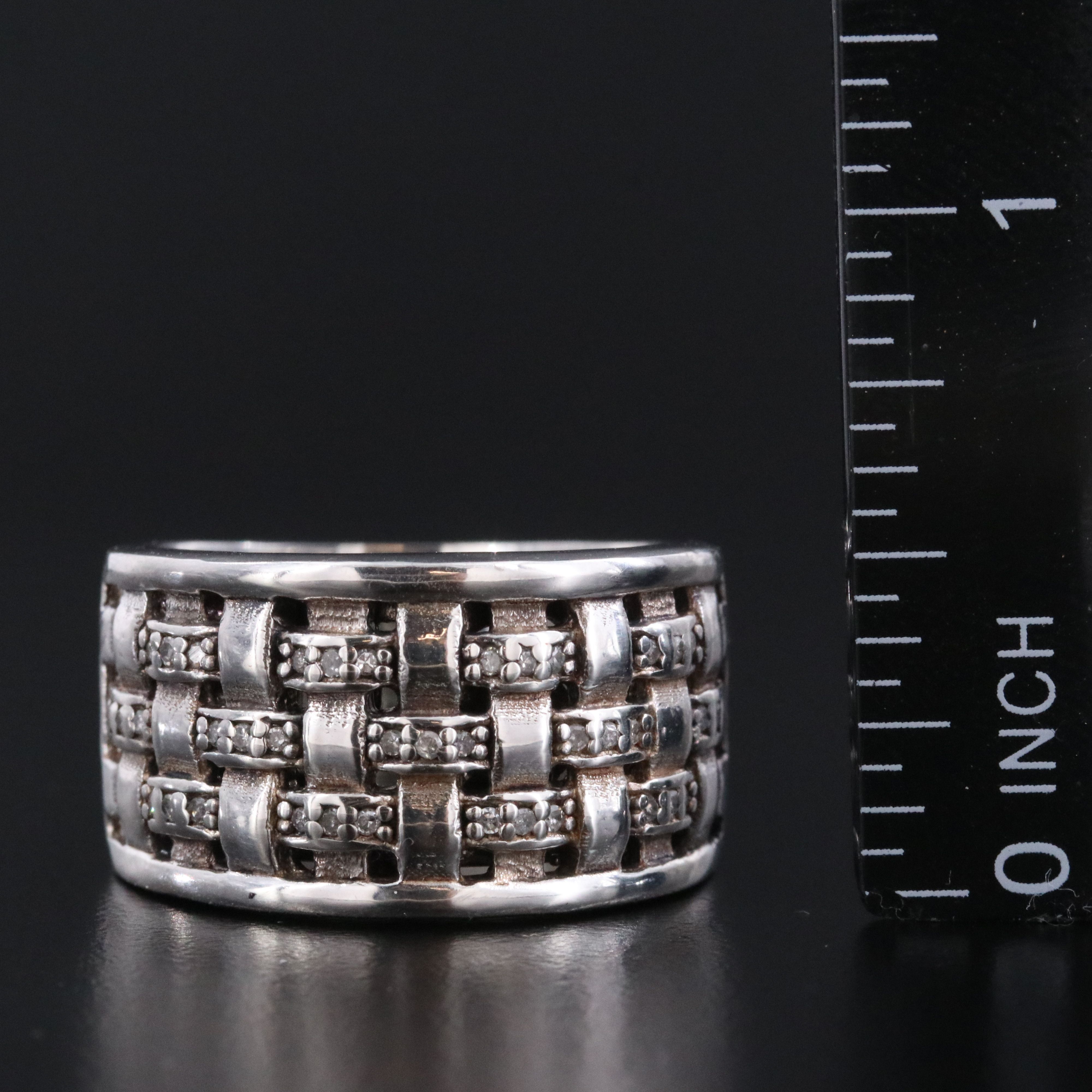 EFFY Sterling Diamond Basket Weave Ring