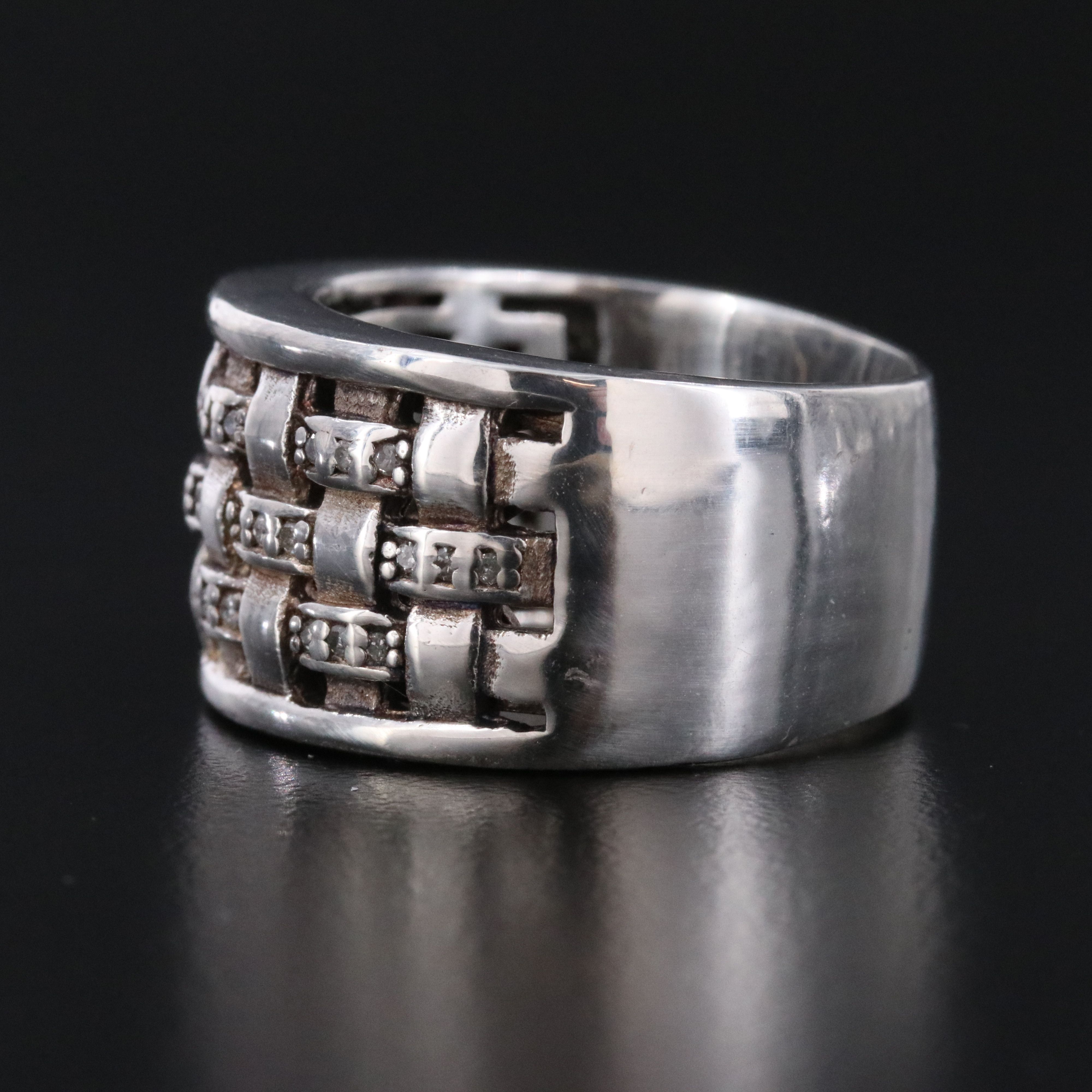 EFFY Sterling Diamond Basket Weave Ring