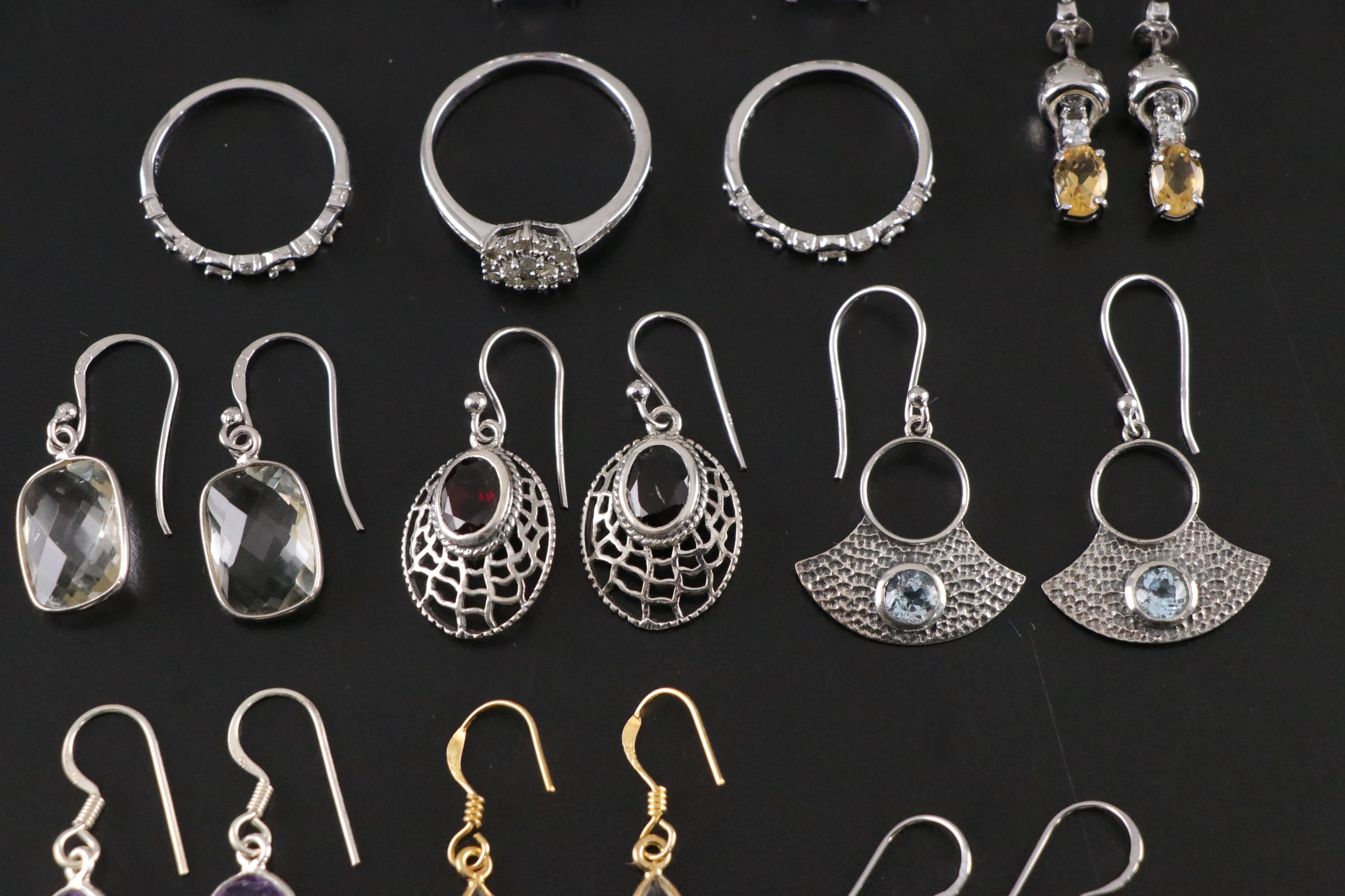 14 Assorted Sterling Silver Rings and Earrings