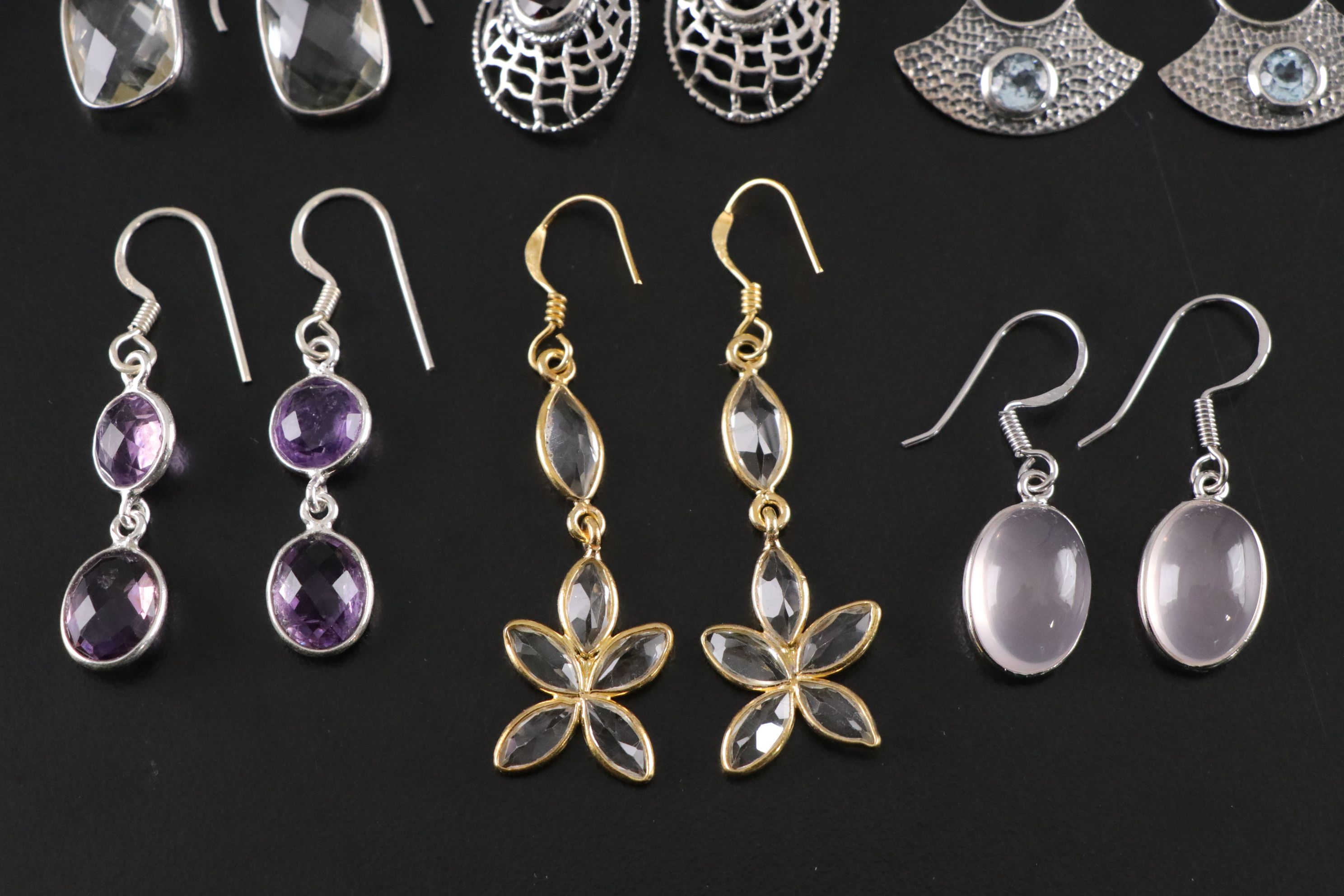 14 Assorted Sterling Silver Rings and Earrings