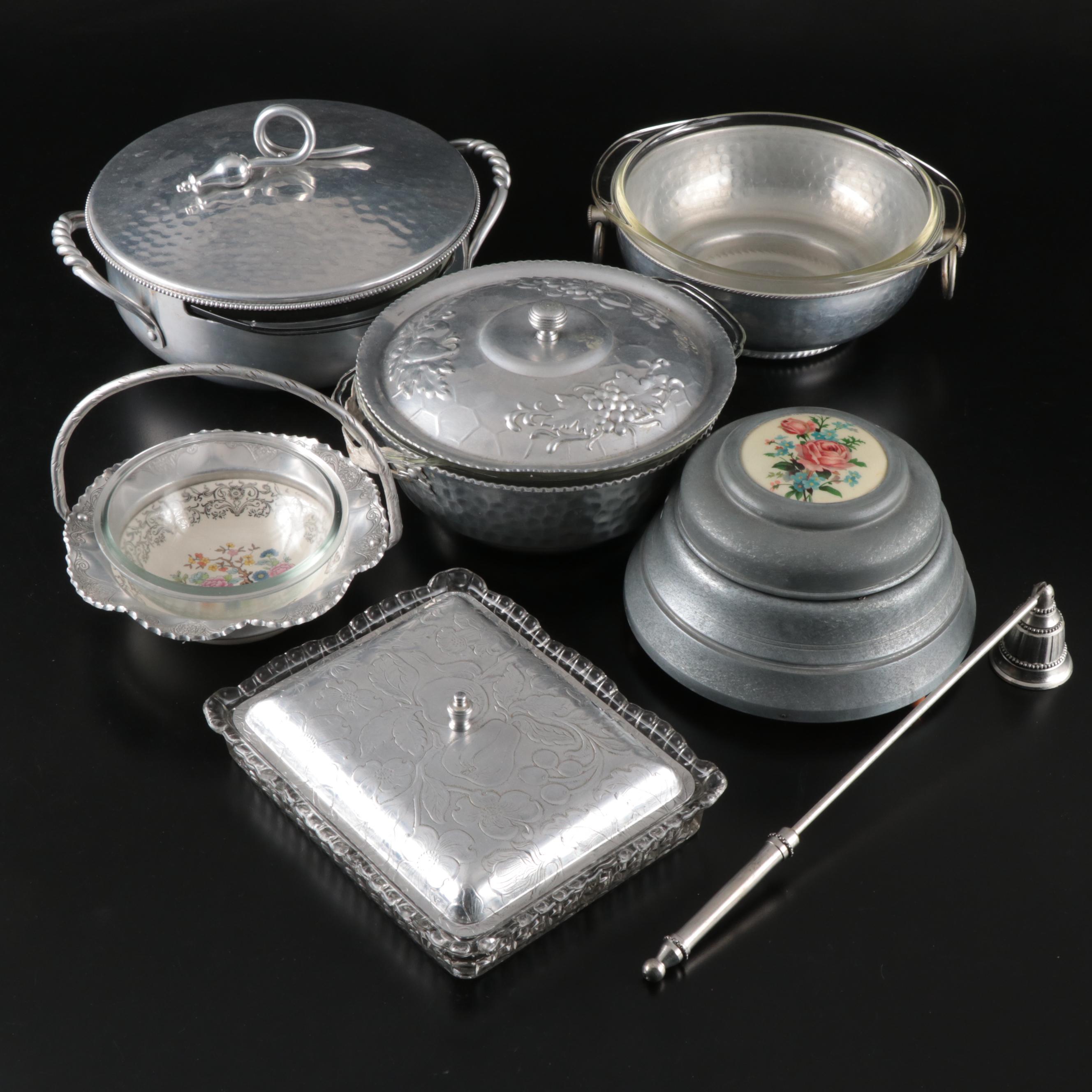 Nasco Italy Hammered Aluminum Bowl, Lidded Music Box and More Vintage Dishes