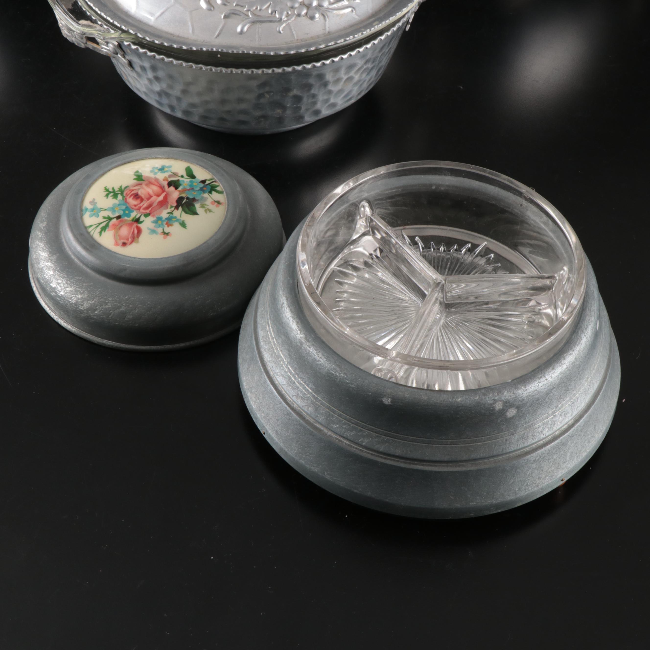 Nasco Italy Hammered Aluminum Bowl, Lidded Music Box and More Vintage Dishes