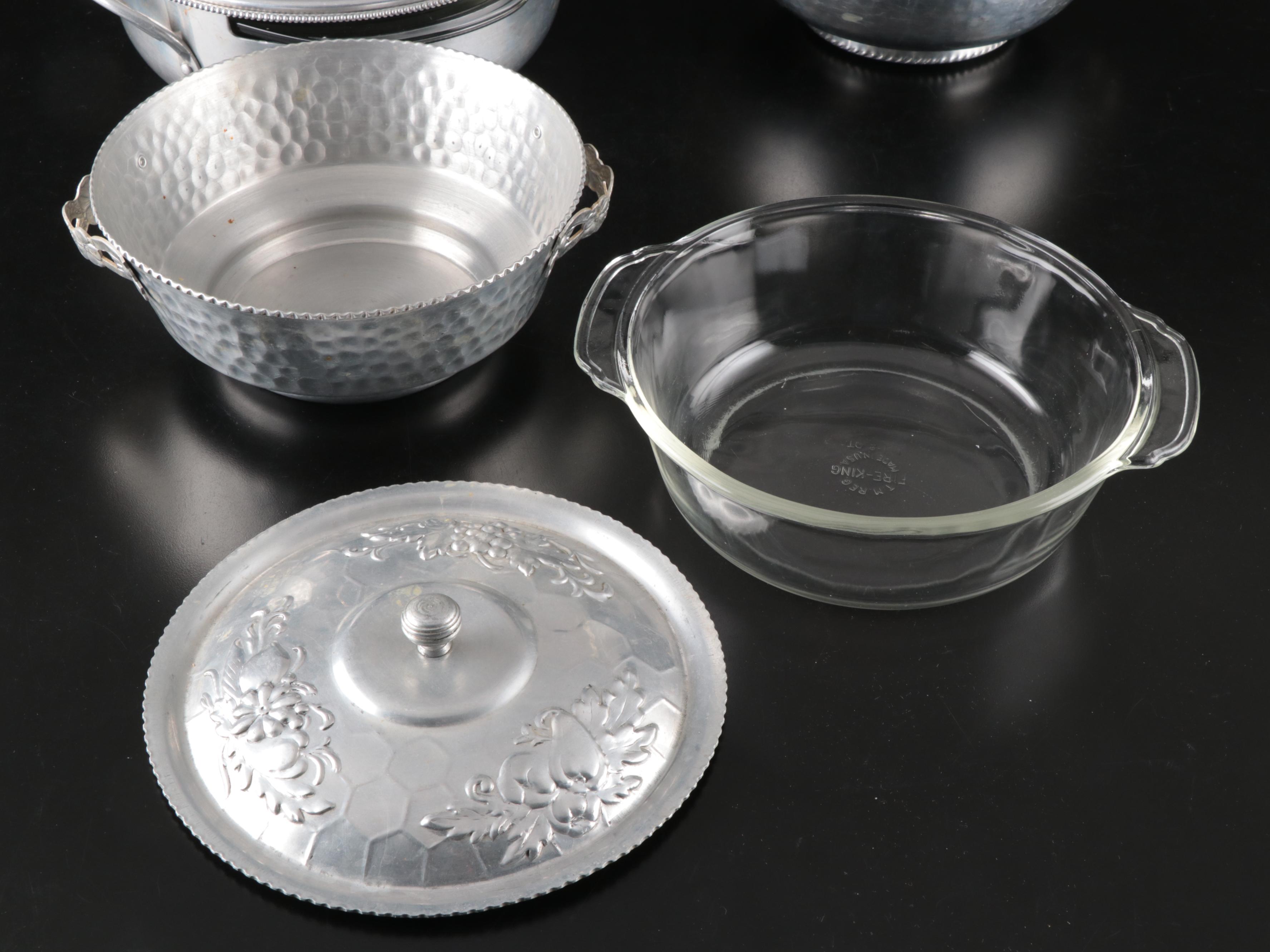 Nasco Italy Hammered Aluminum Bowl, Lidded Music Box and More Vintage Dishes