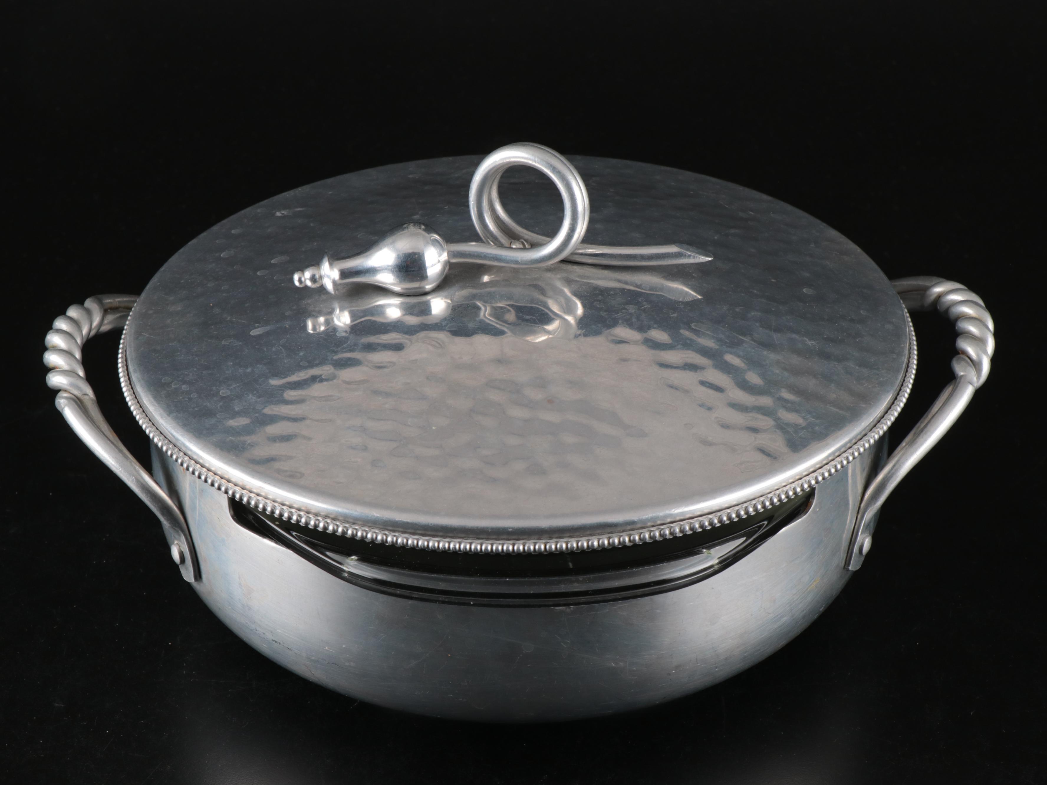 Nasco Italy Hammered Aluminum Bowl, Lidded Music Box and More Vintage Dishes