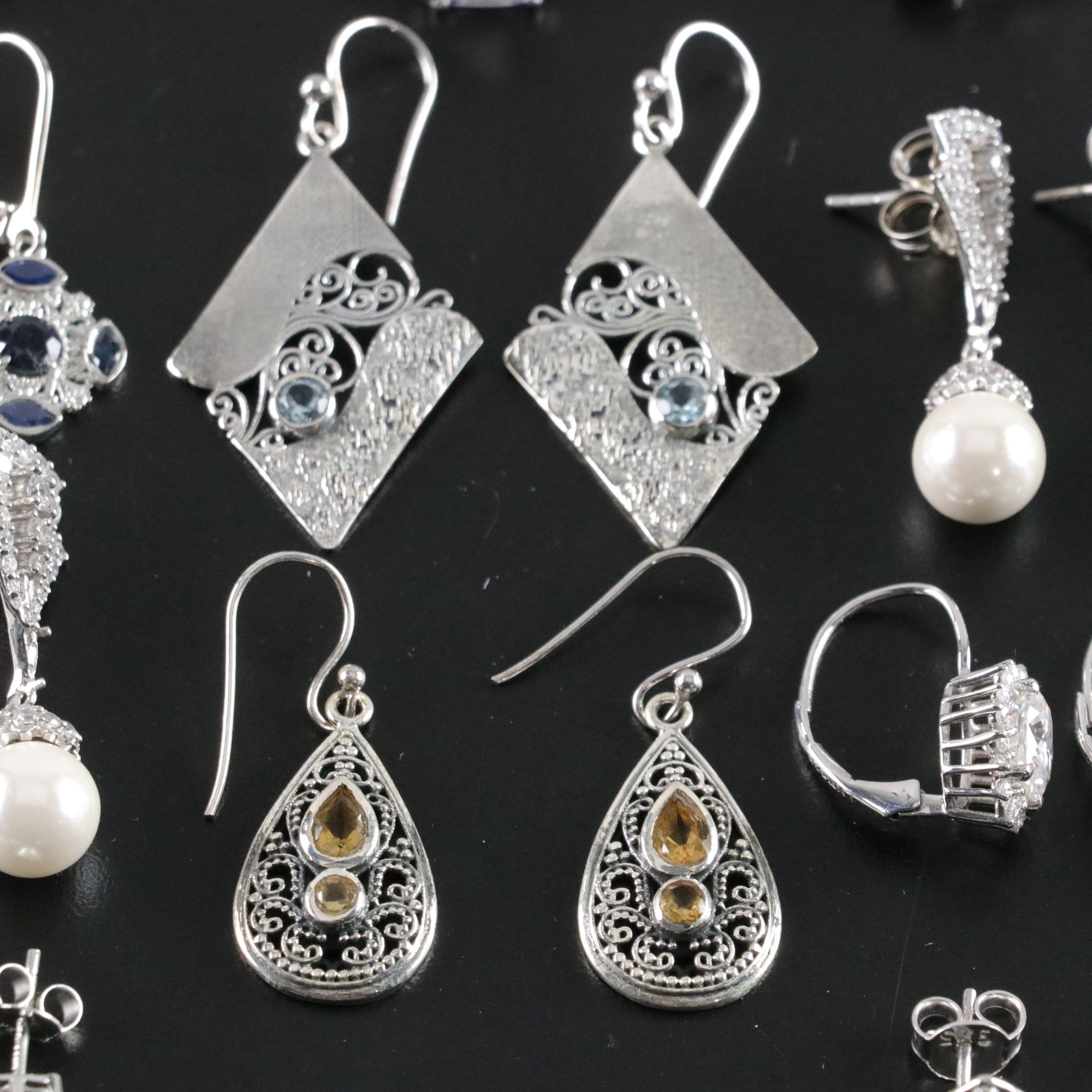 14 Assorted Sterling Silver Rings and Earrings