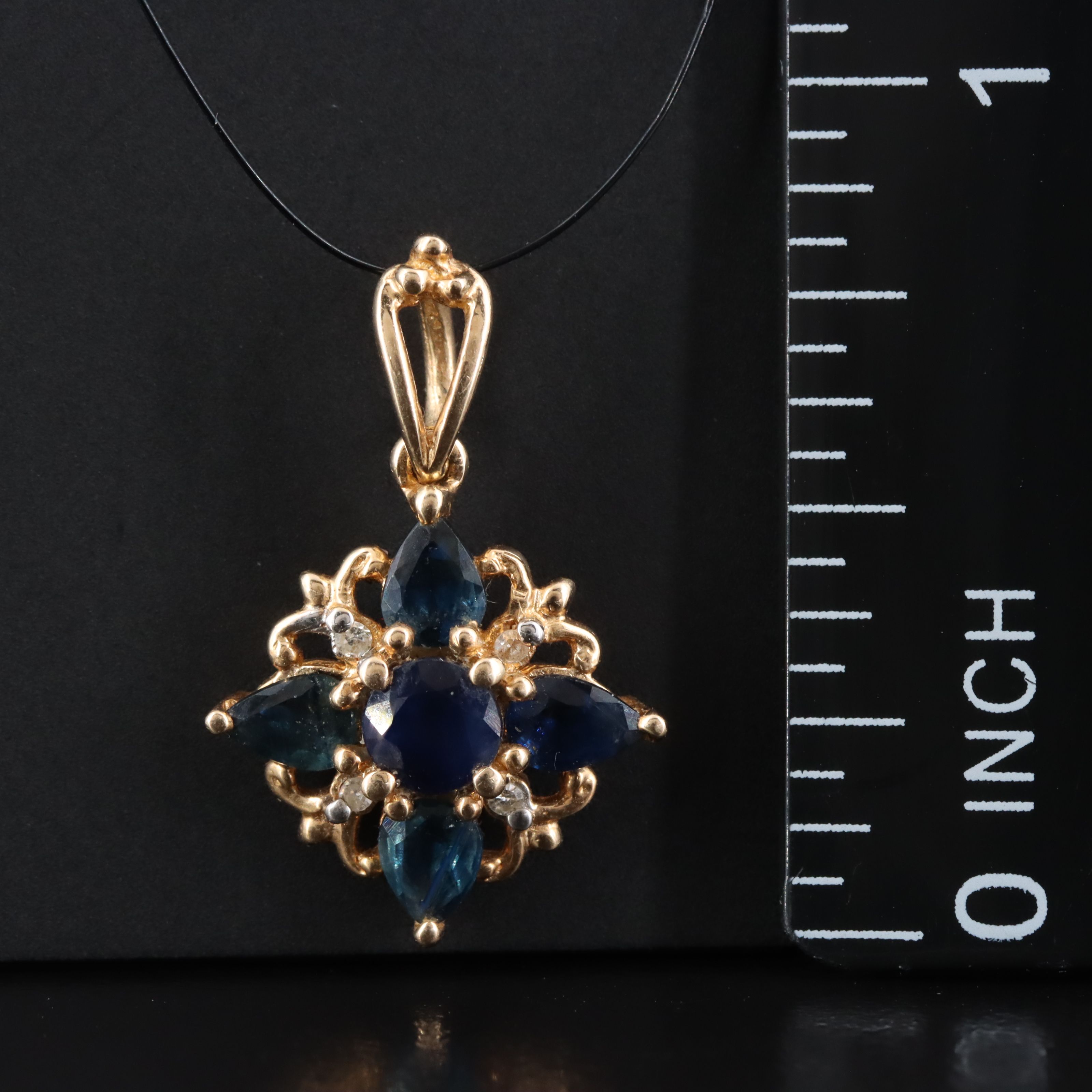 14K Sapphire and Diamond Pendant