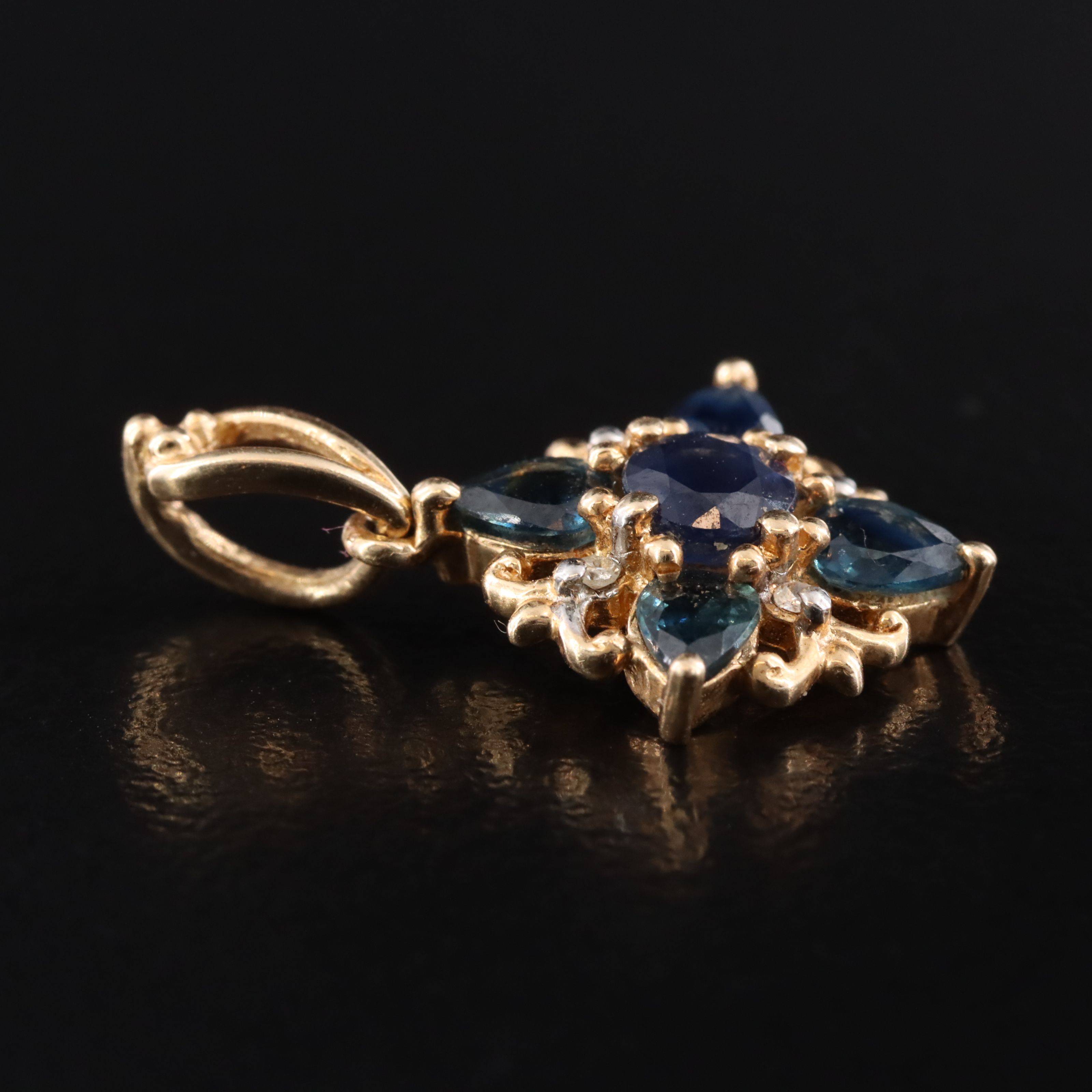 14K Sapphire and Diamond Pendant