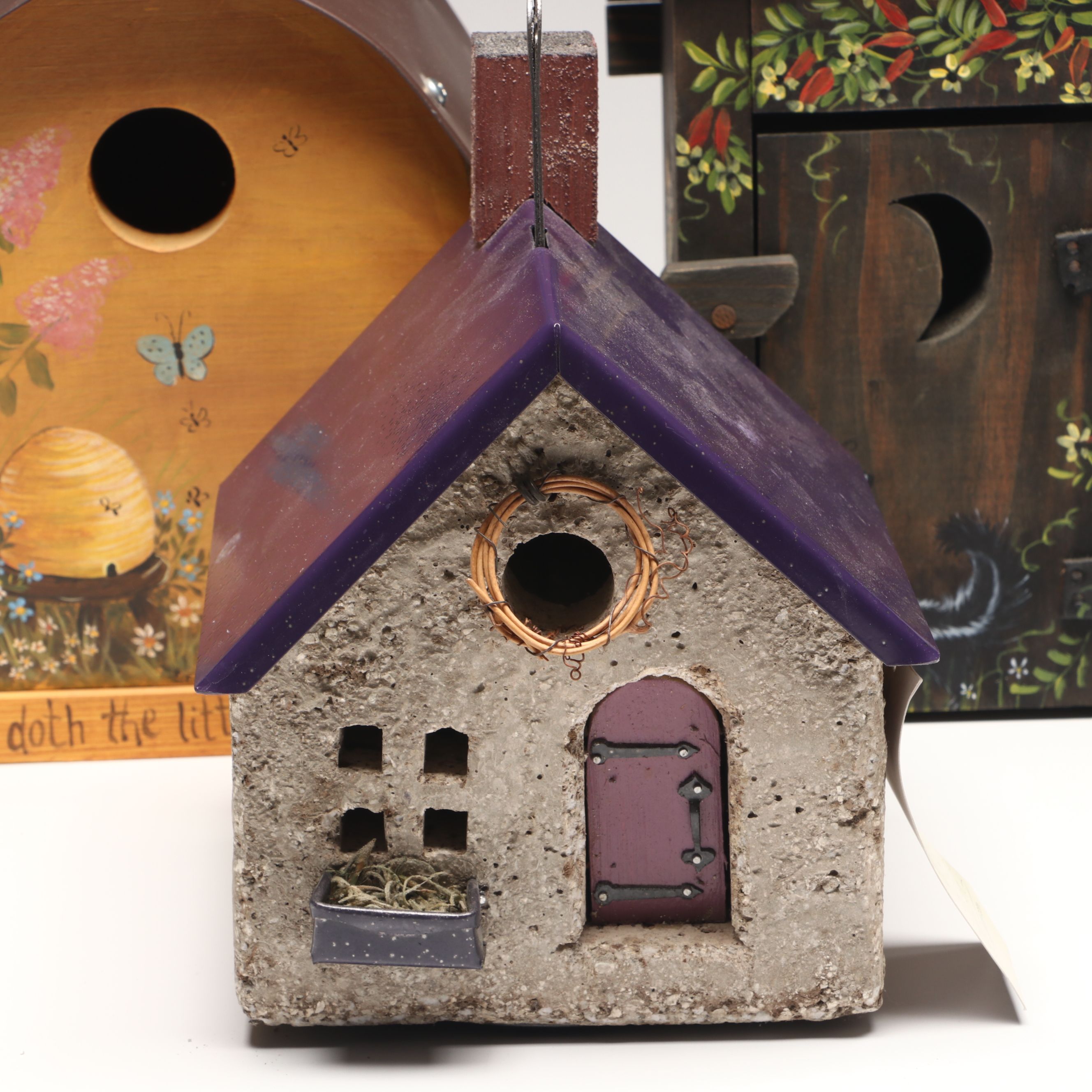 The Little White Barn Co. Stone with More Wood Birdhouses